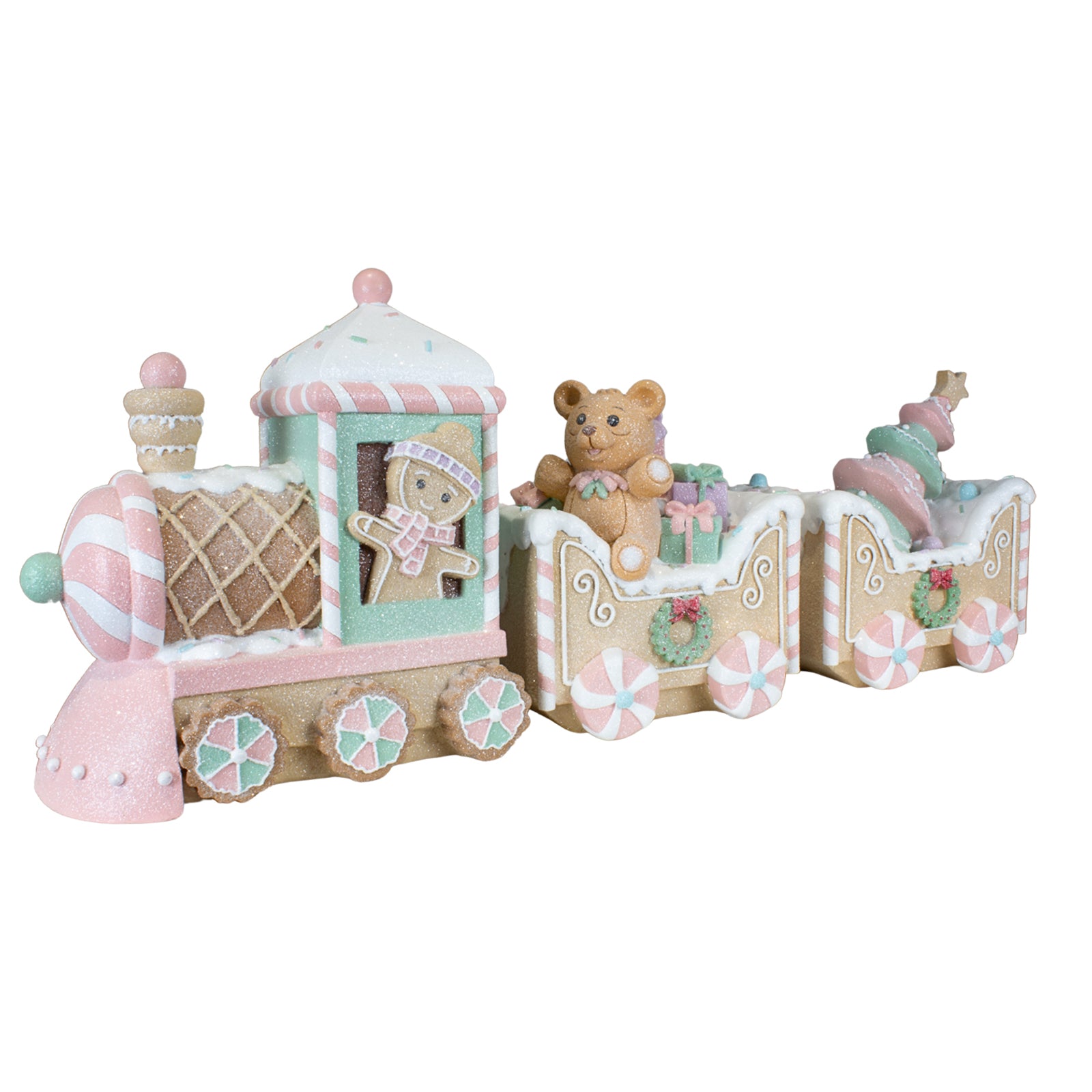 Lebkuchenzug 62cm braun mit Lebkuchenmann und Teddybär