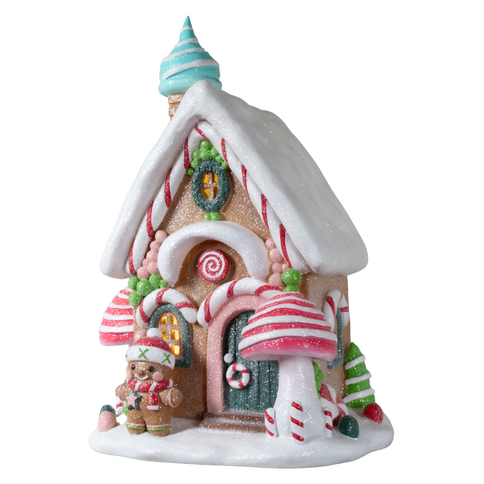 LED Lebkuchenhaus 30cm weiß und rosa