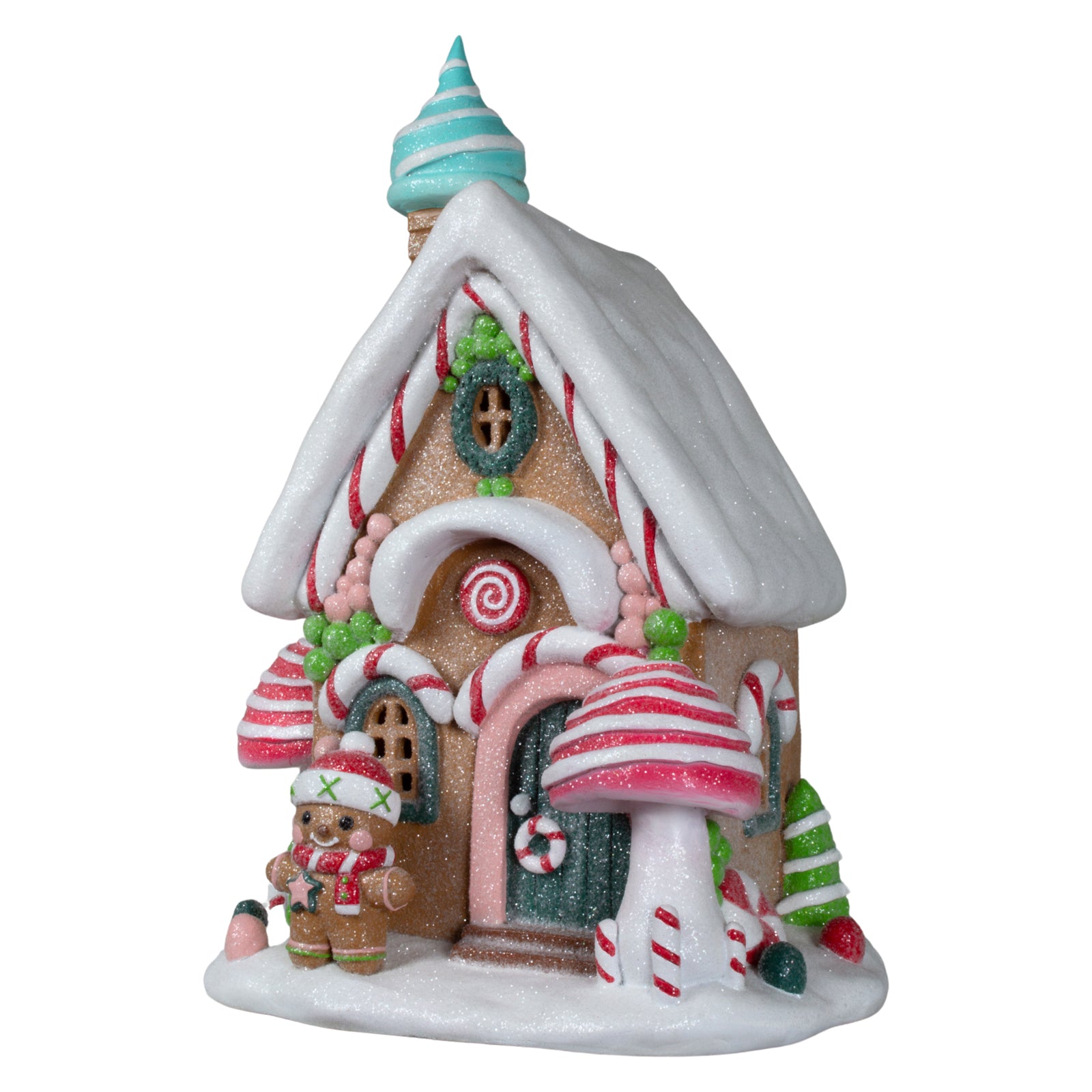 LED Lebkuchenhaus 30cm weiß und rosa