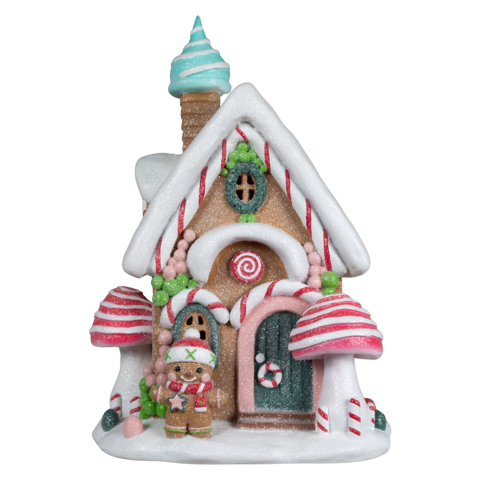 LED Lebkuchenhaus 30cm weiß und rosa