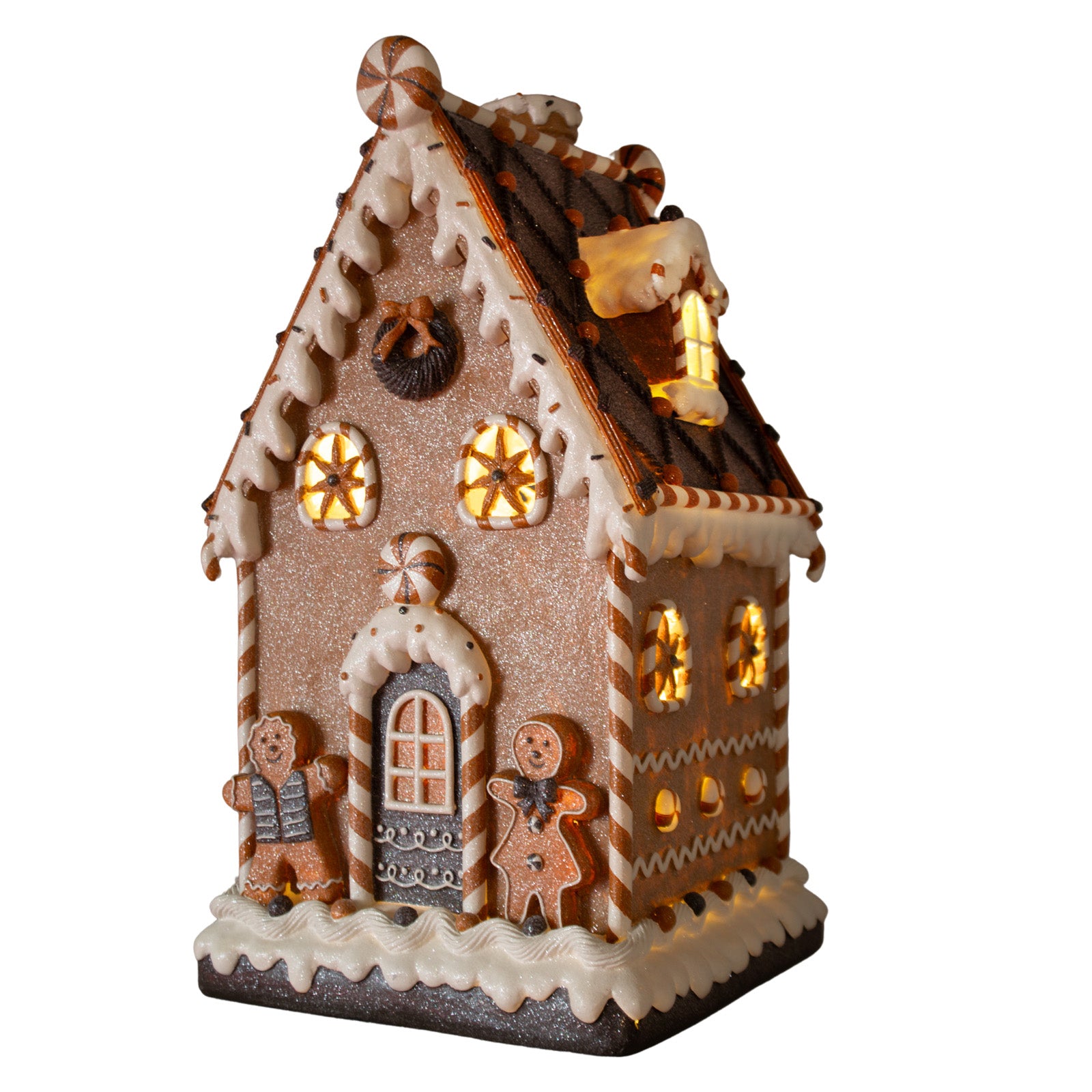 LED Lebkuchenhaus 51cm braun und weiß