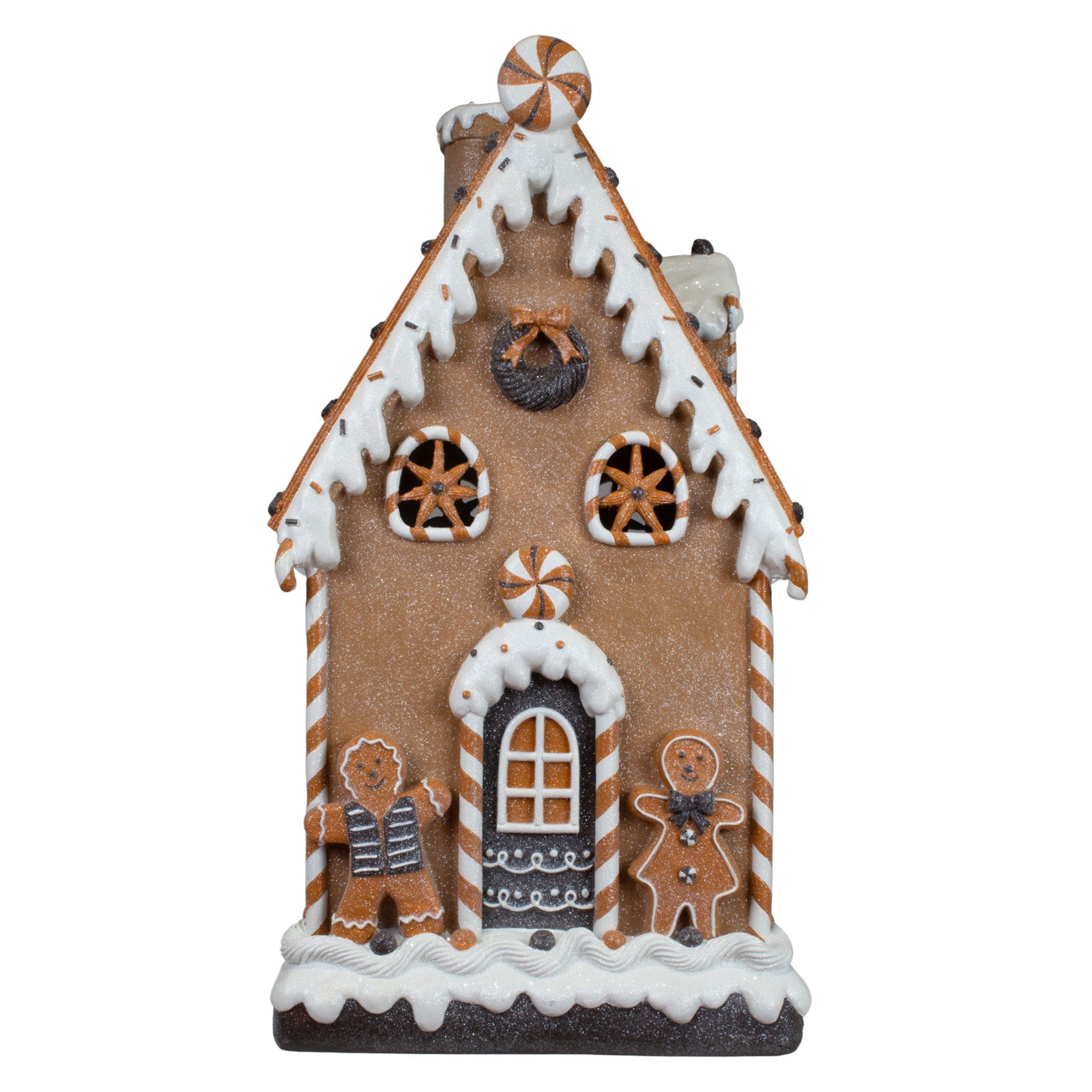 LED Lebkuchenhaus 51cm braun und weiß