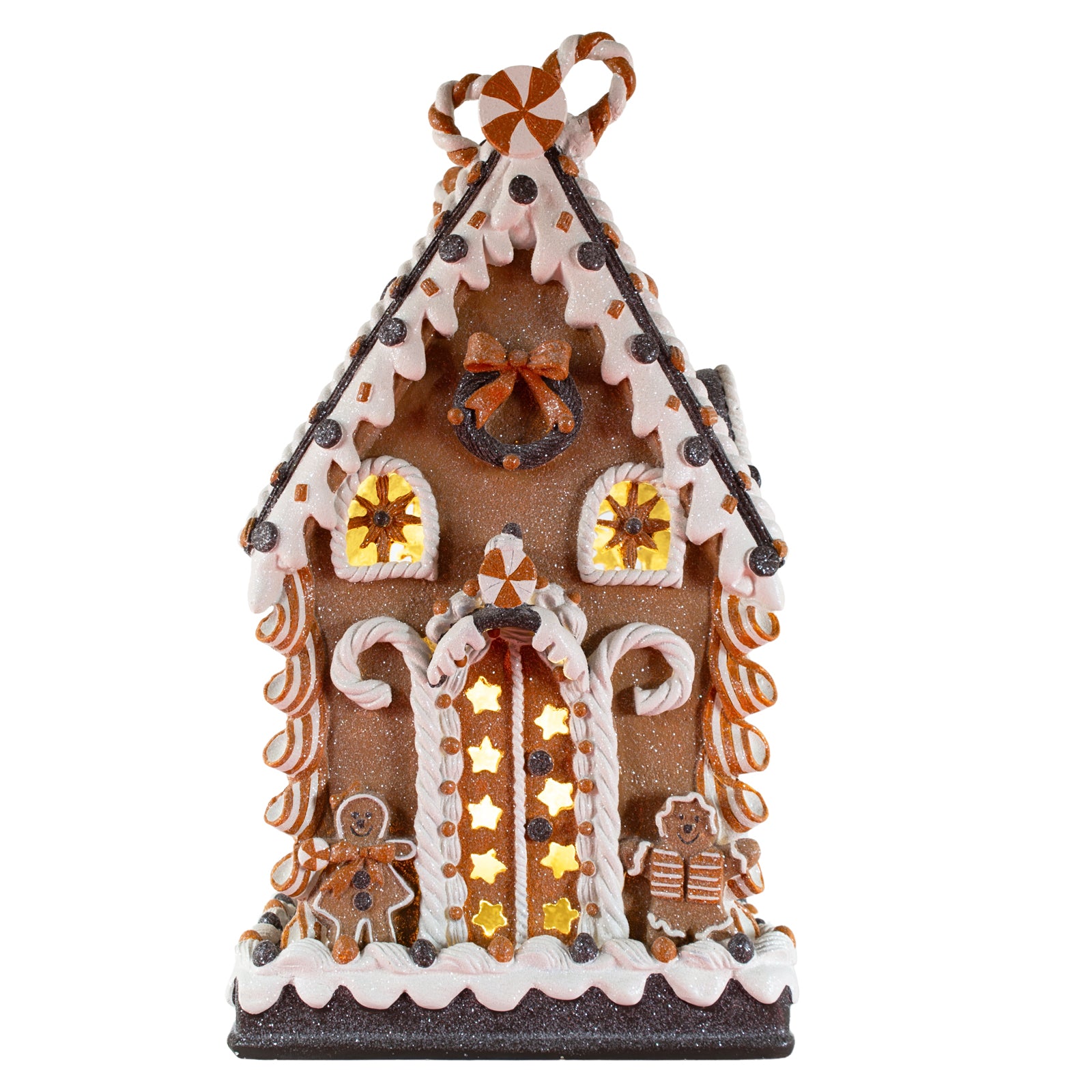 LED Lebkuchenhaus 38cm braun und weiß