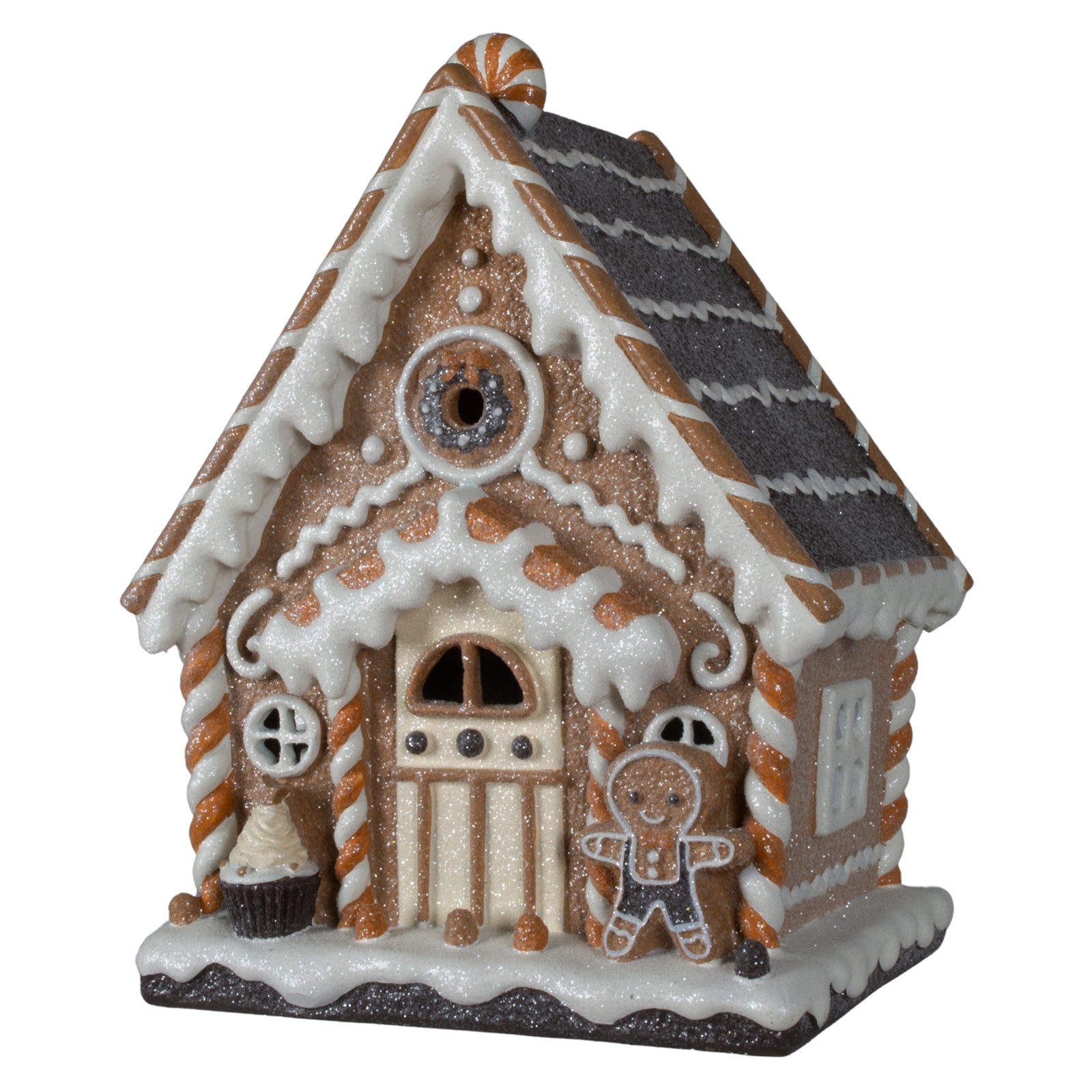 LED Lebkuchenhaus 25cm braun