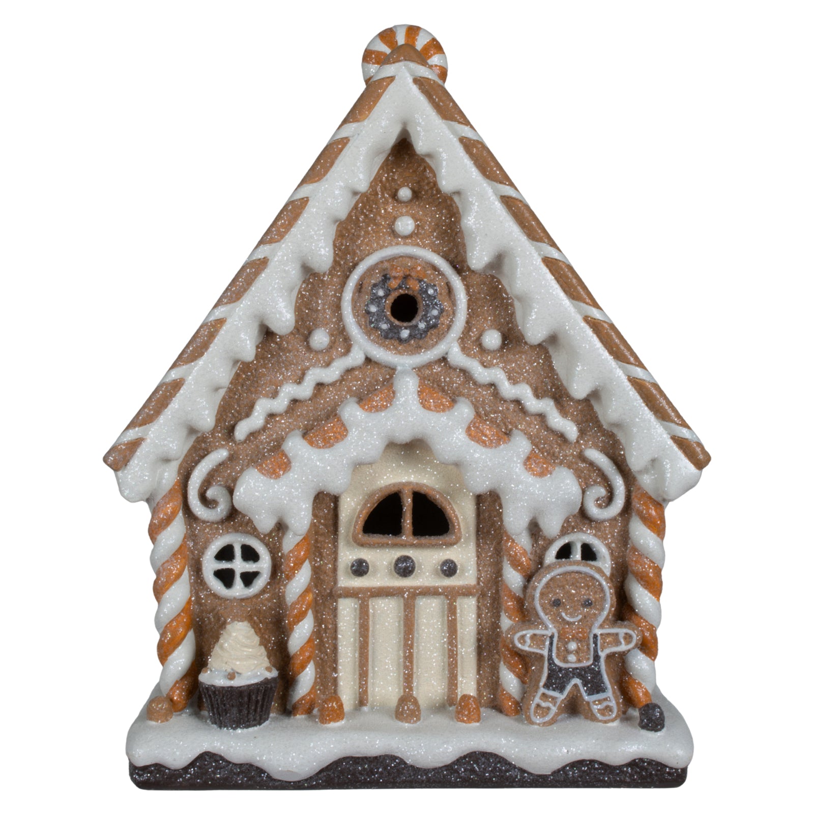 LED Lebkuchenhaus 25cm braun