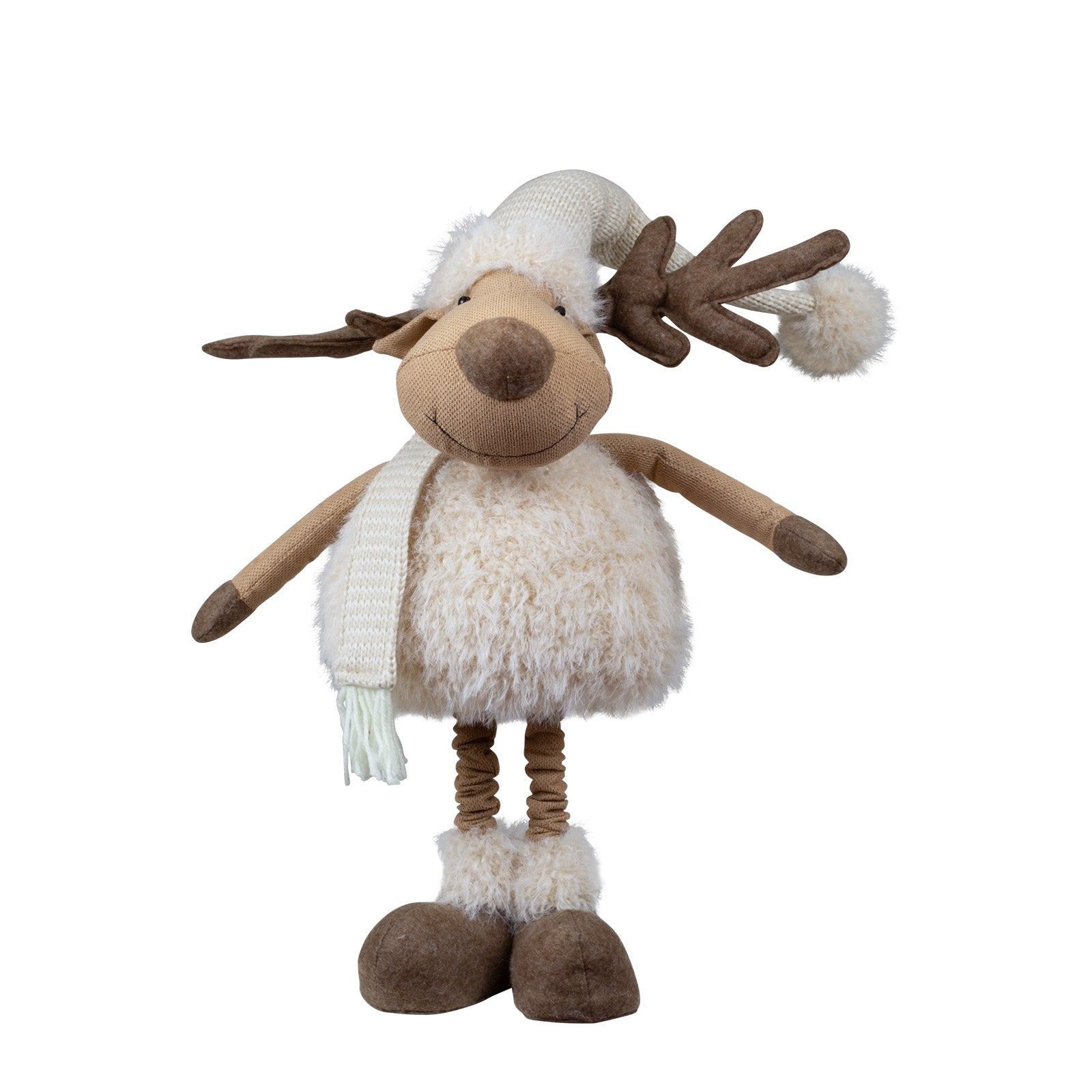 Elch ausziehbar 43-67cm (71-92cm) Dekofigur mit flauschigem Körper und Teleskopbeinen