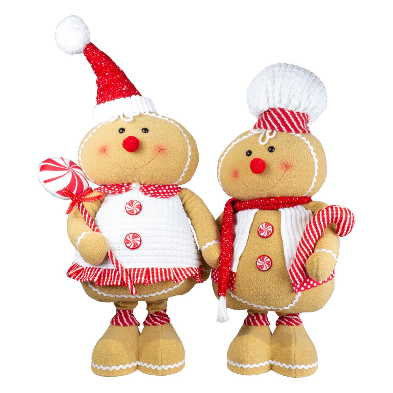 Lebkuchenfiguren ausziehbar 64-100cm (77-115cm) Dekofigur 2 Designs mit Zuckerstange