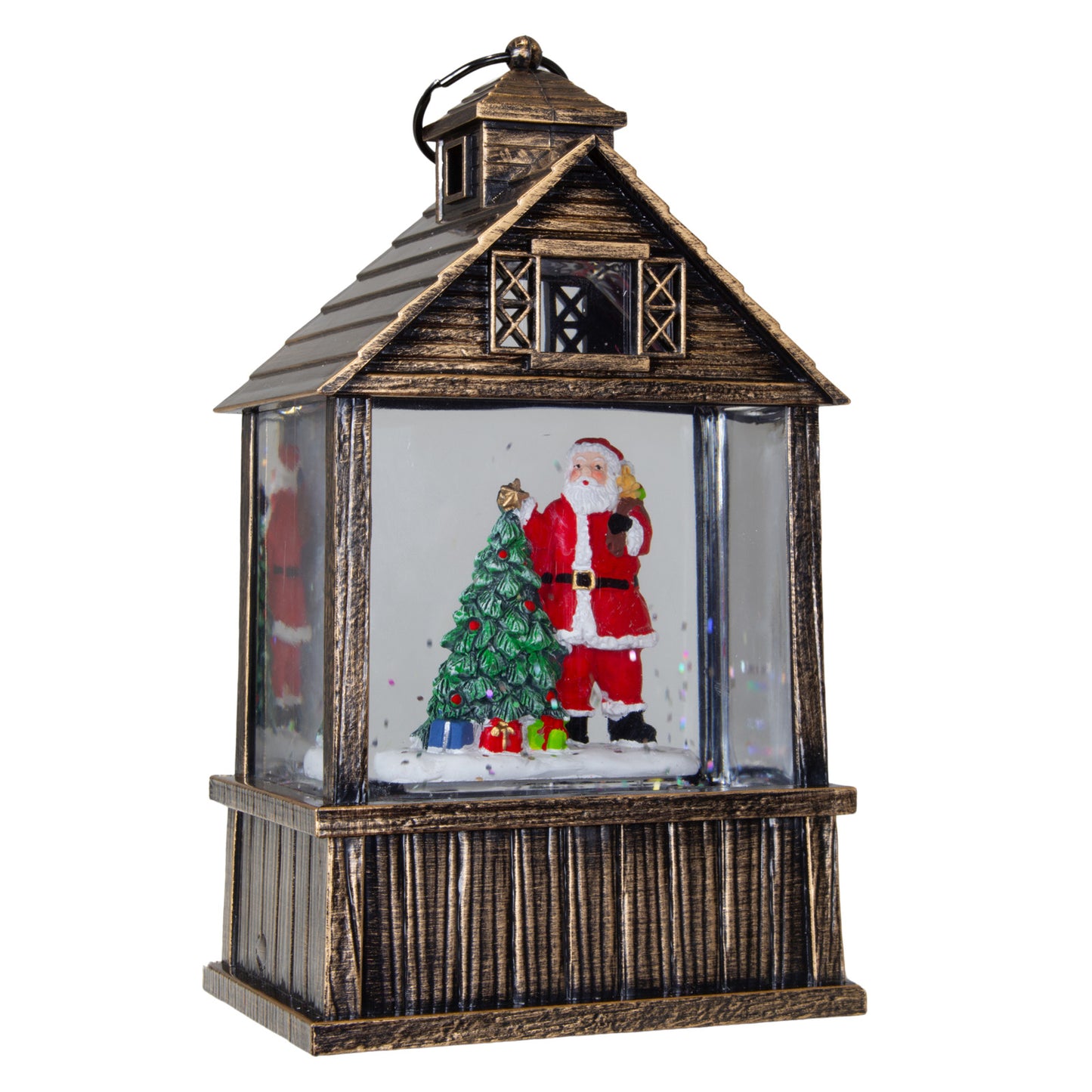 LED Schneelaterne 2er set Weihnachtsmann und Schneemann 17cm + Musik