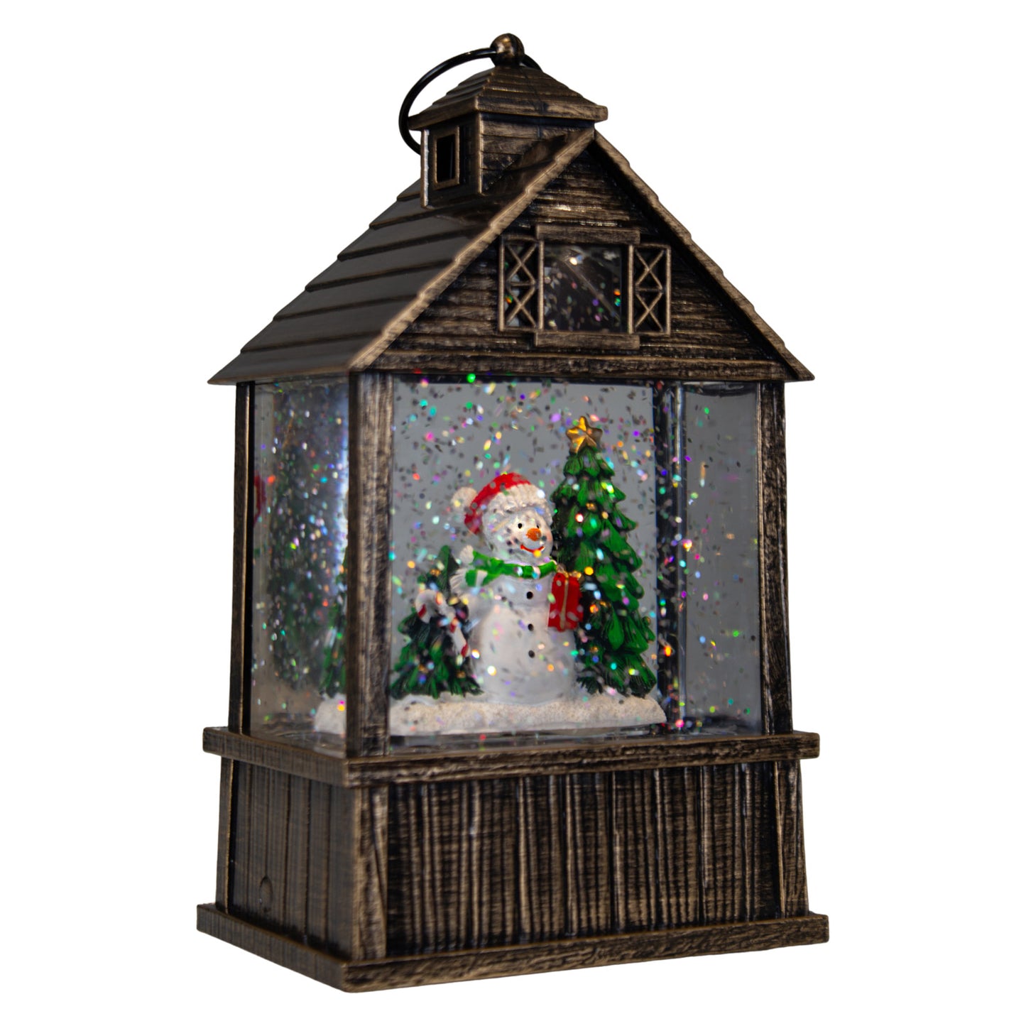 LED Schneelaterne 2er set Weihnachtsmann und Schneemann 17cm + Musik