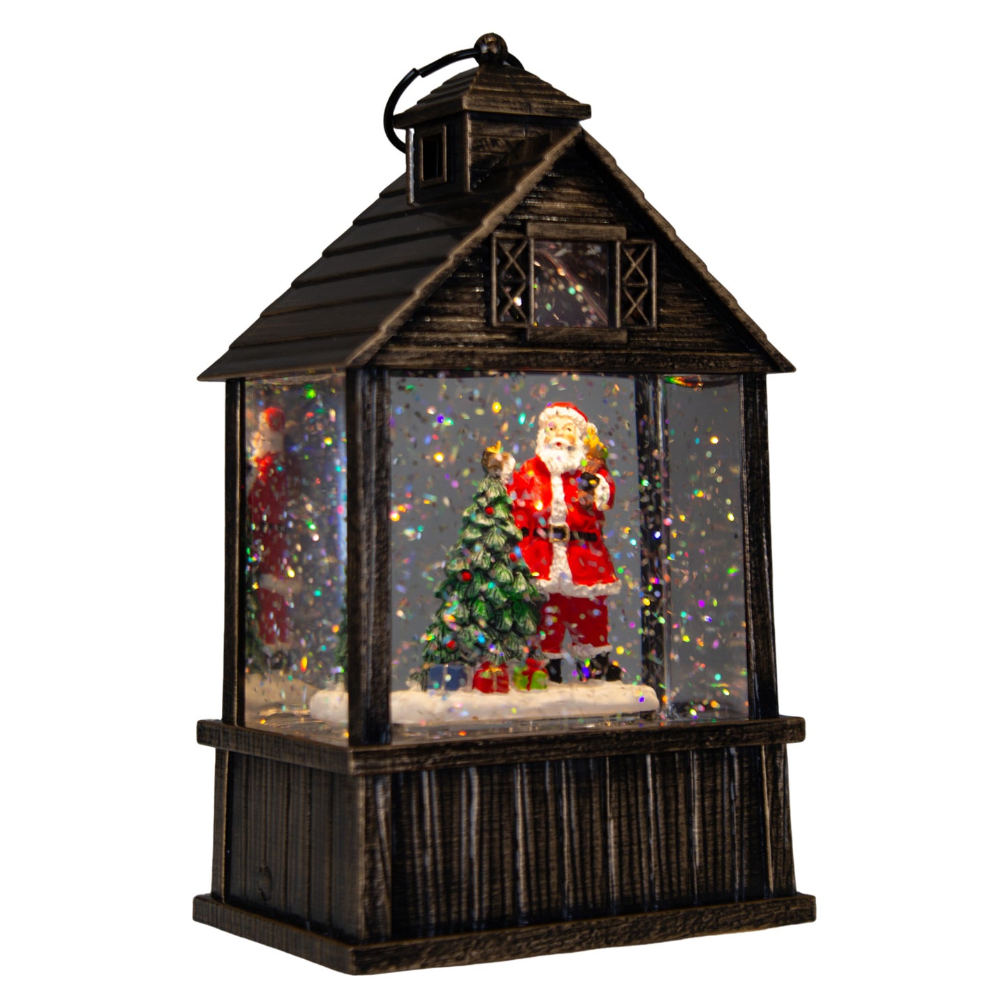 LED Schneelaterne 2er set Weihnachtsmann und Schneemann 17cm + Musik