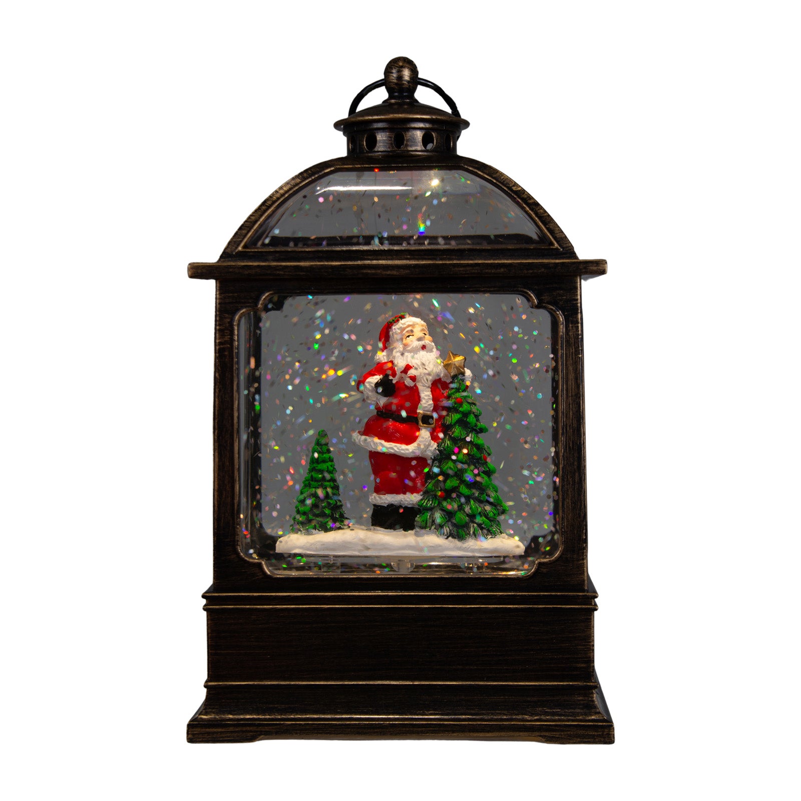 LED Schneelaterne Weihnachtsmann 17cm + Musik