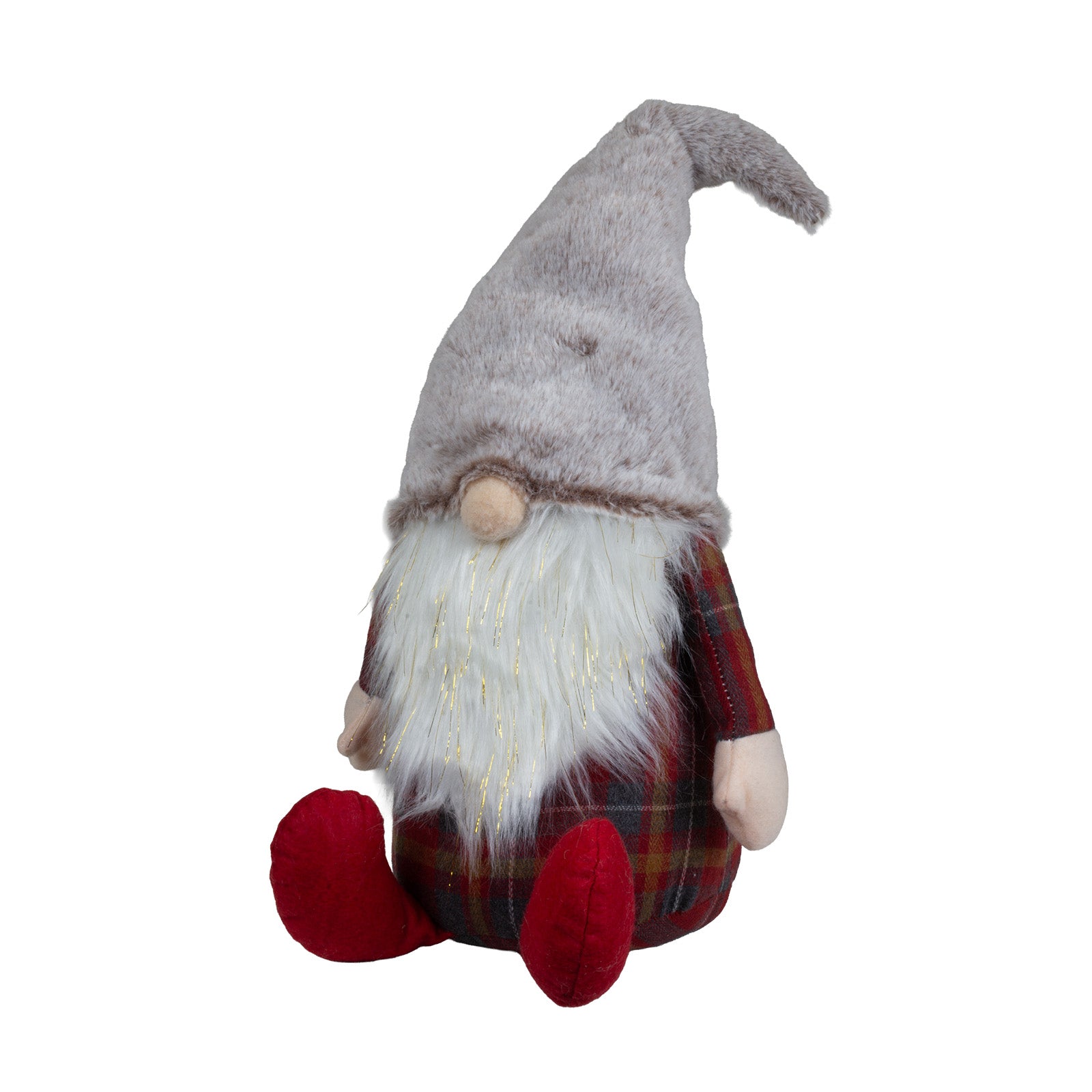 Wichtel sitzend 28cm (47cm) in 2 Designs. Dekofigur Gnom rot kariert