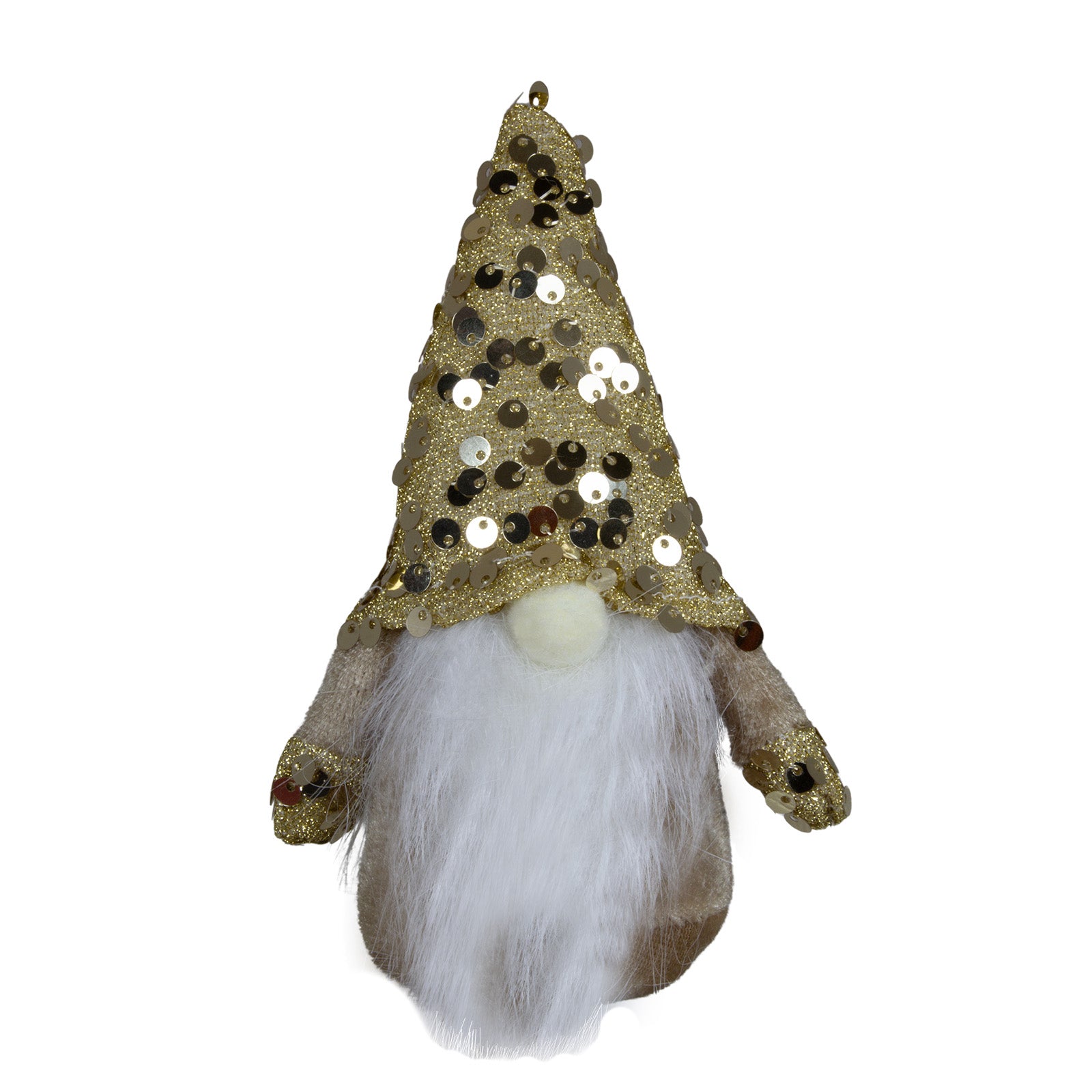 Wichtel stehend 15 cm in 2 Designs, Dekofigur Gnom mit glitzernden Pailletten in Gold & Silber.