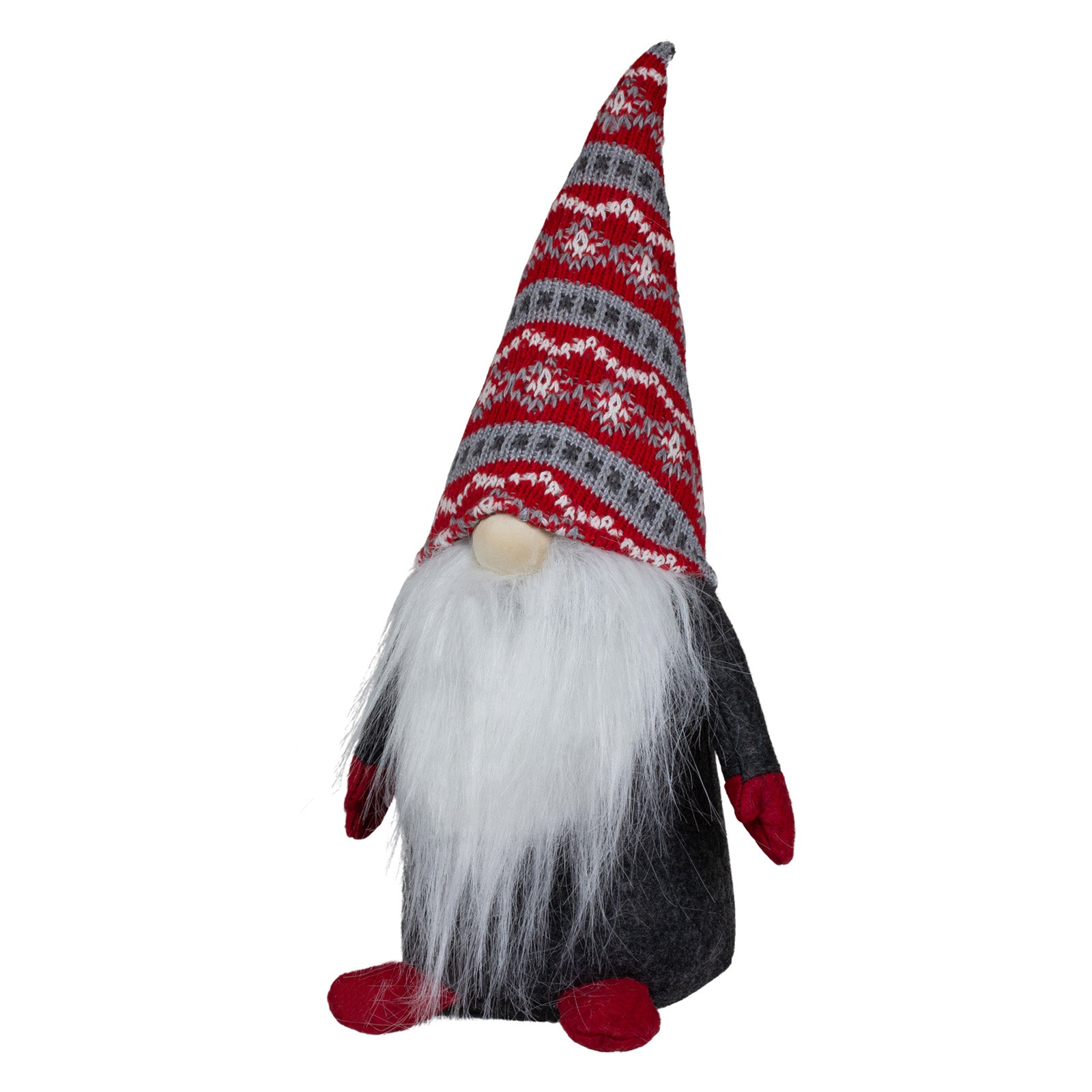 Wichtel sitzend 35cm Dekofigur Gnom rot-grau