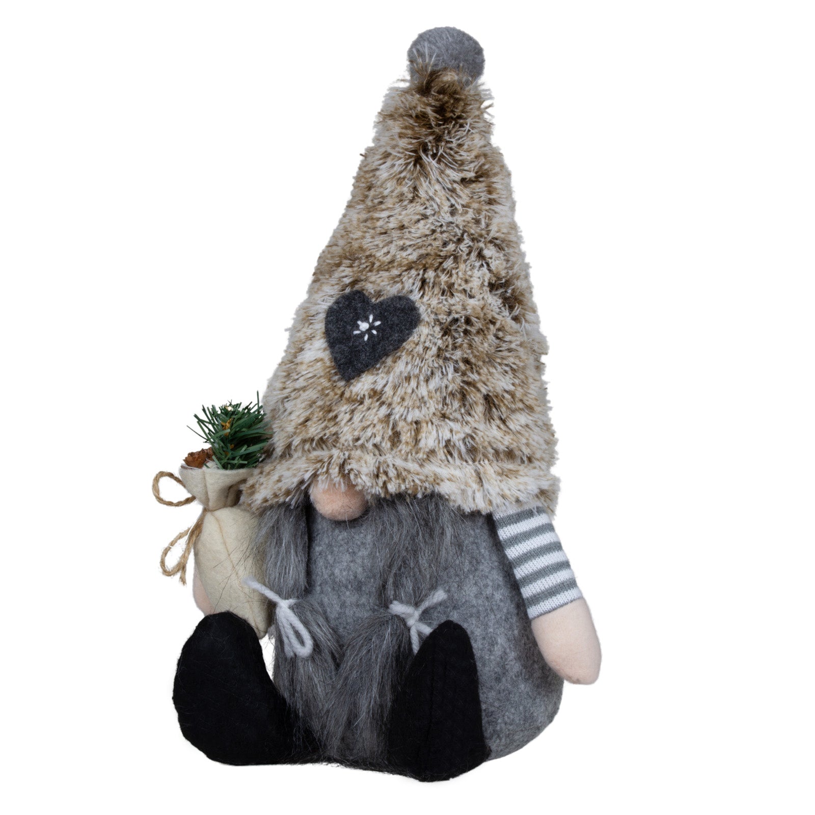 Wichtel sitzend 18cm (33cm) in 2 Designs. Dekofigur Gnom mit flauschige Zipfelmütze und Geschenk