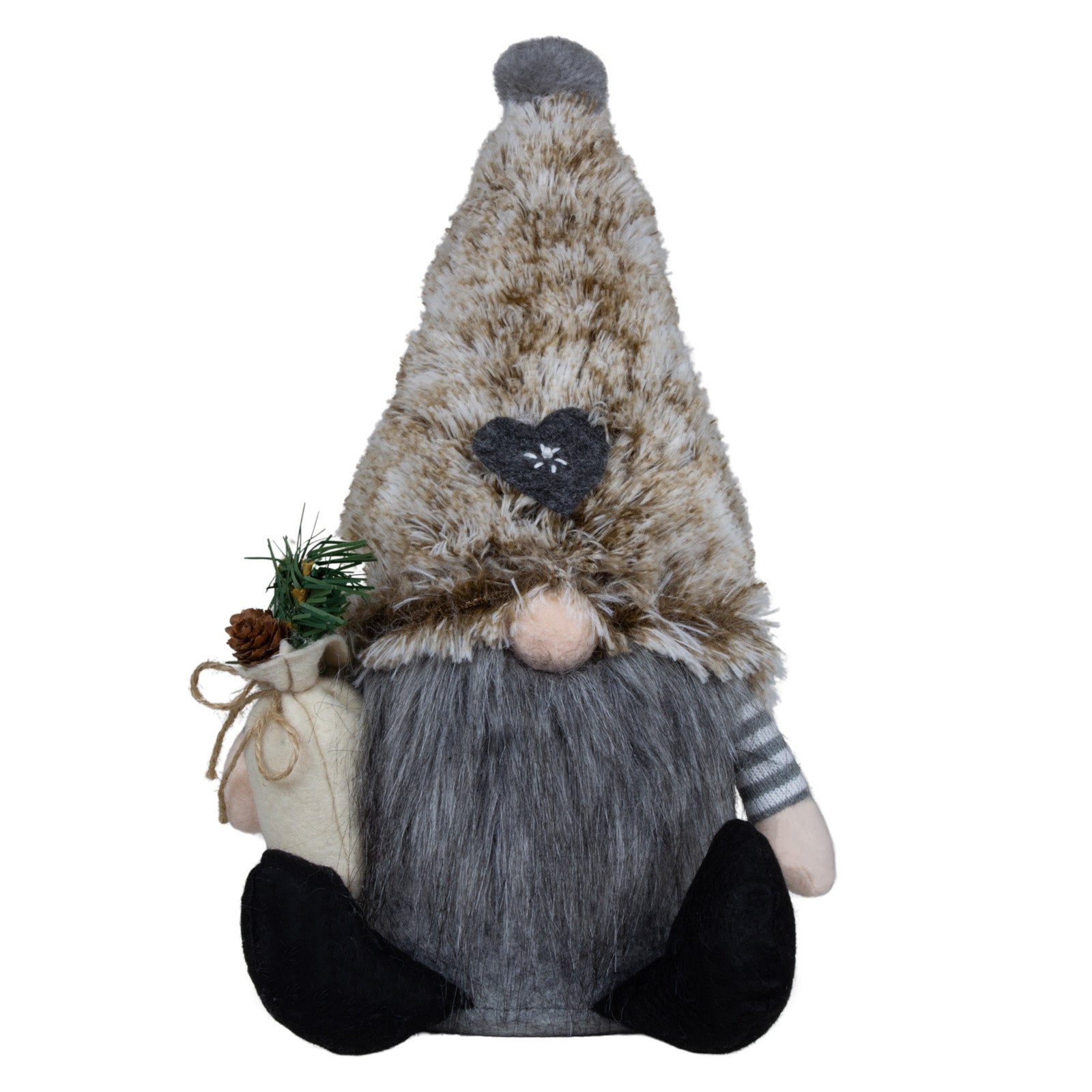 Wichtel sitzend 18cm (33cm) in 2 Designs. Dekofigur Gnom mit flauschige Zipfelmütze und Geschenk