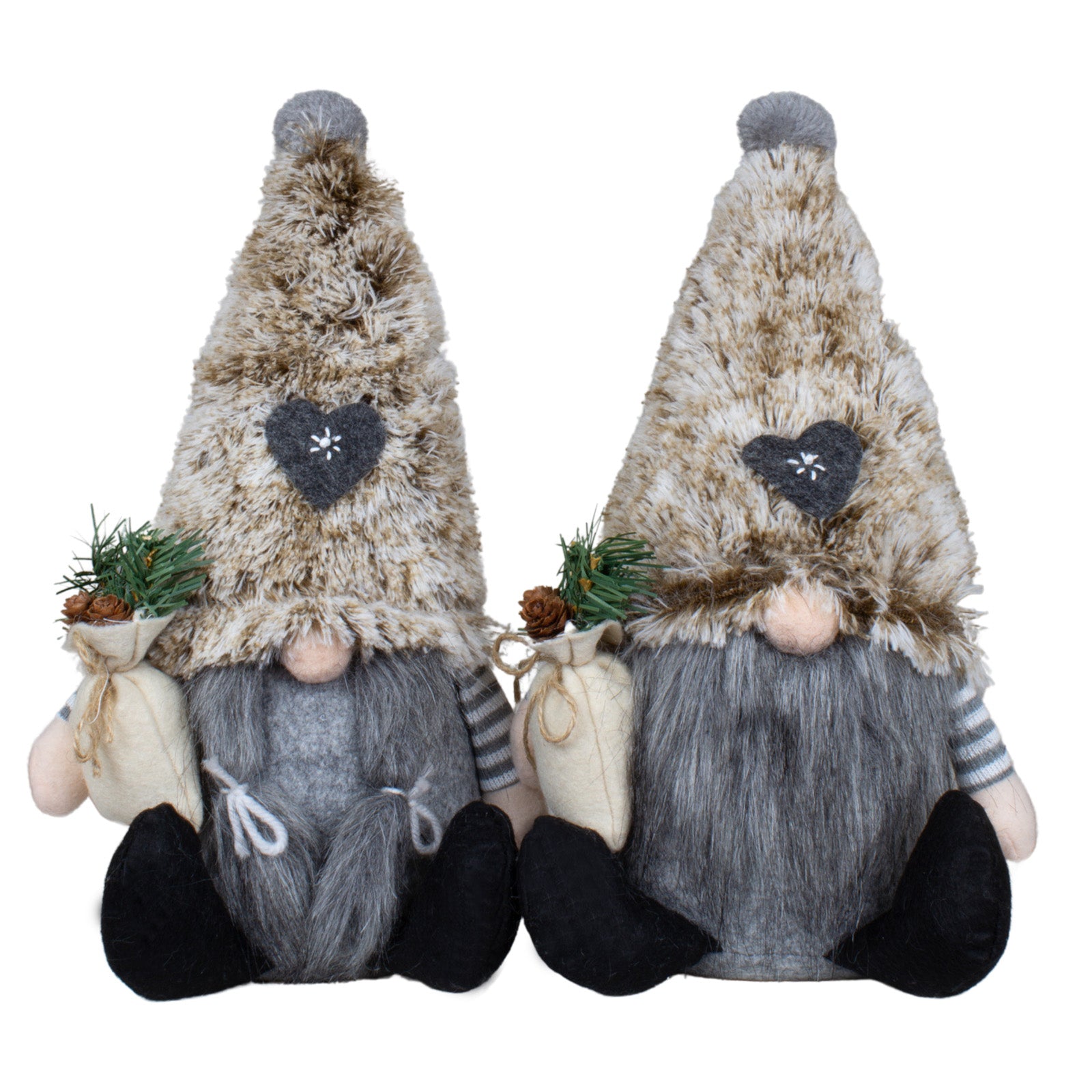 Wichtel sitzend 18cm (33cm) in 2 Designs. Dekofigur Gnom mit flauschige Zipfelmütze und Geschenk