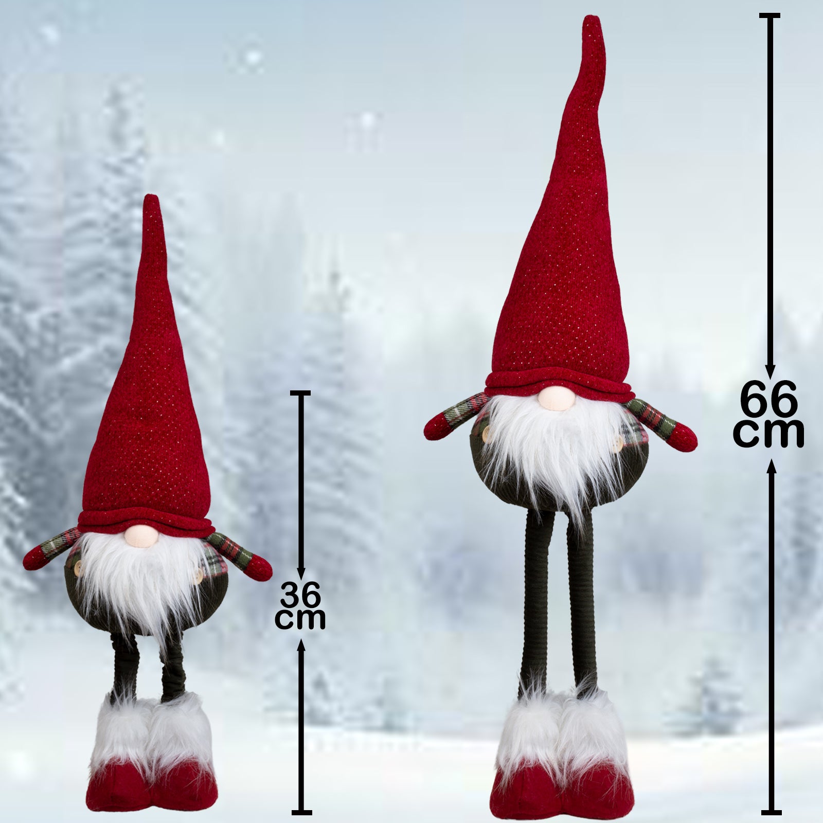 Wichtel mit Teleskopbeinen, variable Größe von 36cm bis 66cm