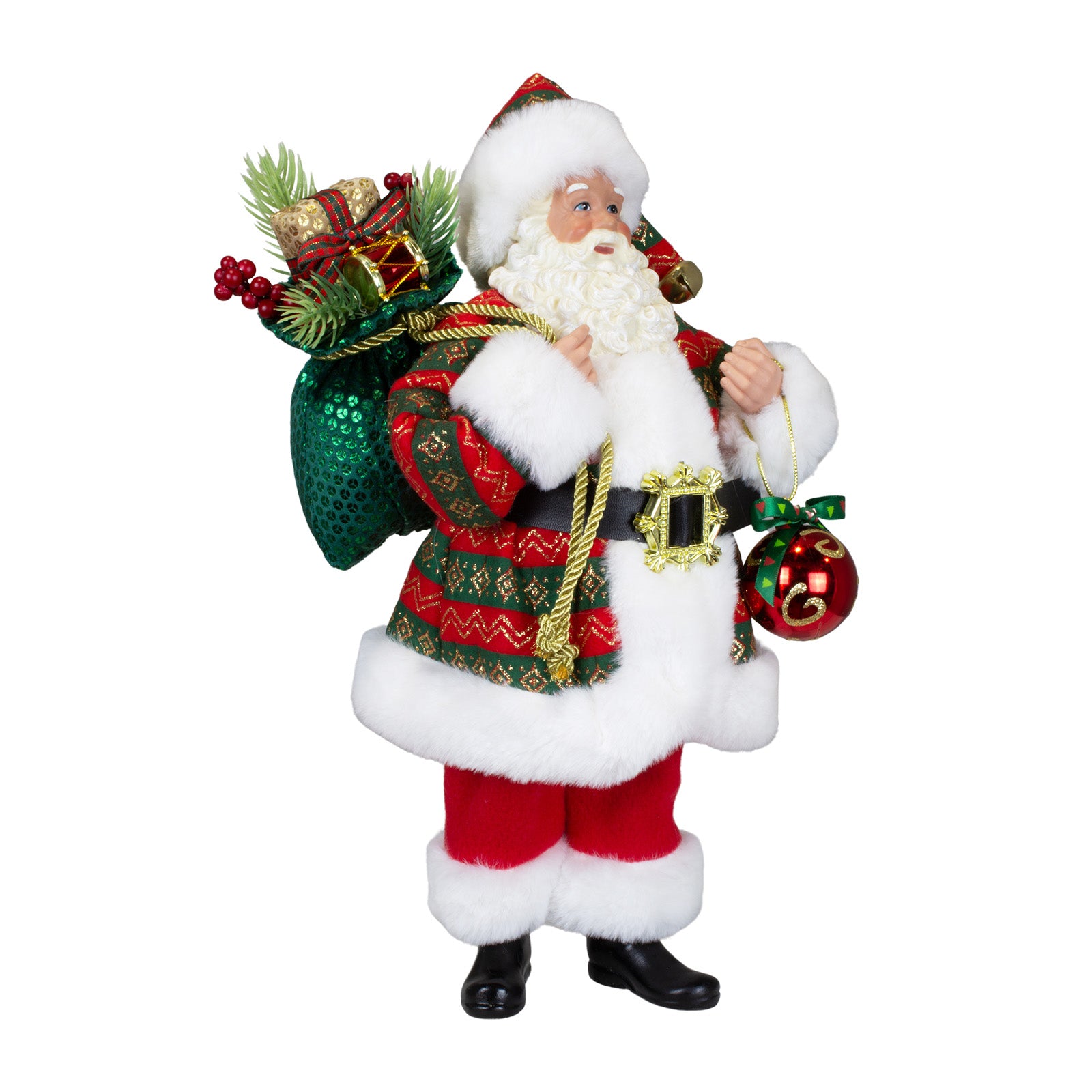 Weihnachtsmann 38cm Santa Claus Figur mit Kugel & Geschenken