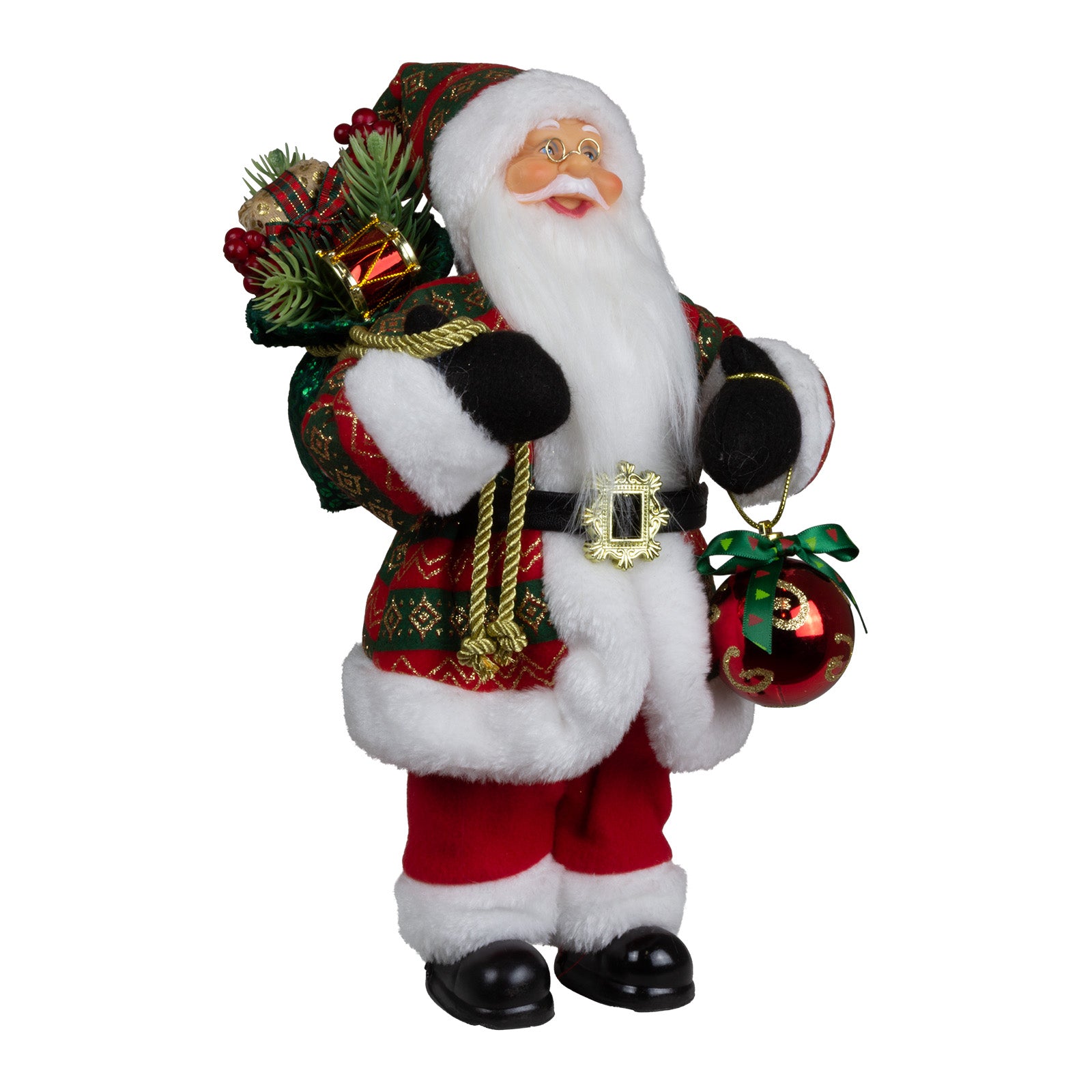 Weihnachtlicher Santa 30cm stehend mit Langem Mantel und Geschenken