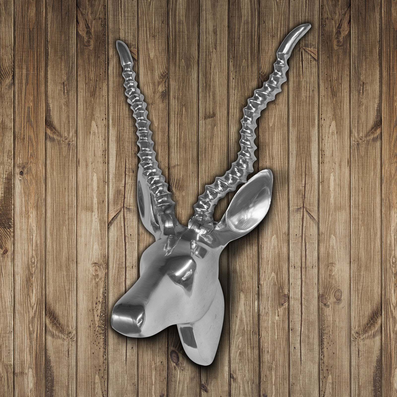 Gazelle Deko-Geweih aus poliertem Aluminium 31x28cm