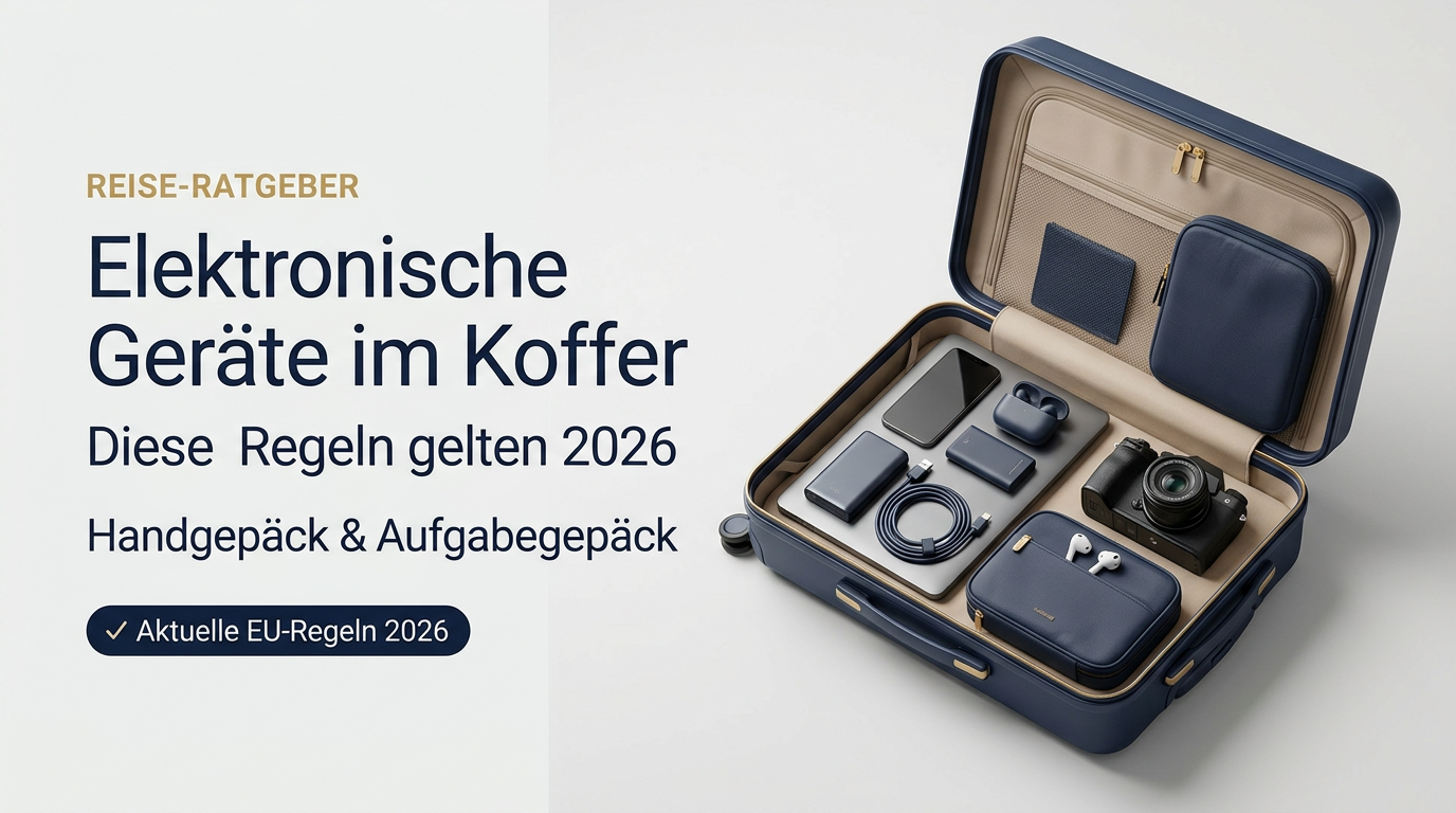 Elektronische Geräte im Koffer: Diese Regeln gelten 2026 im Handgepäck und Aufgabegepäck