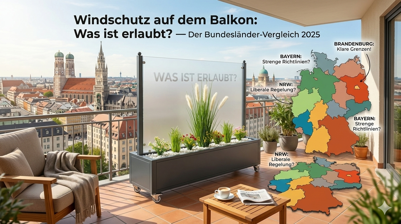 Windschutz auf dem Balkon: Was ist erlaubt? – Bundesländer-Vergleich 2026