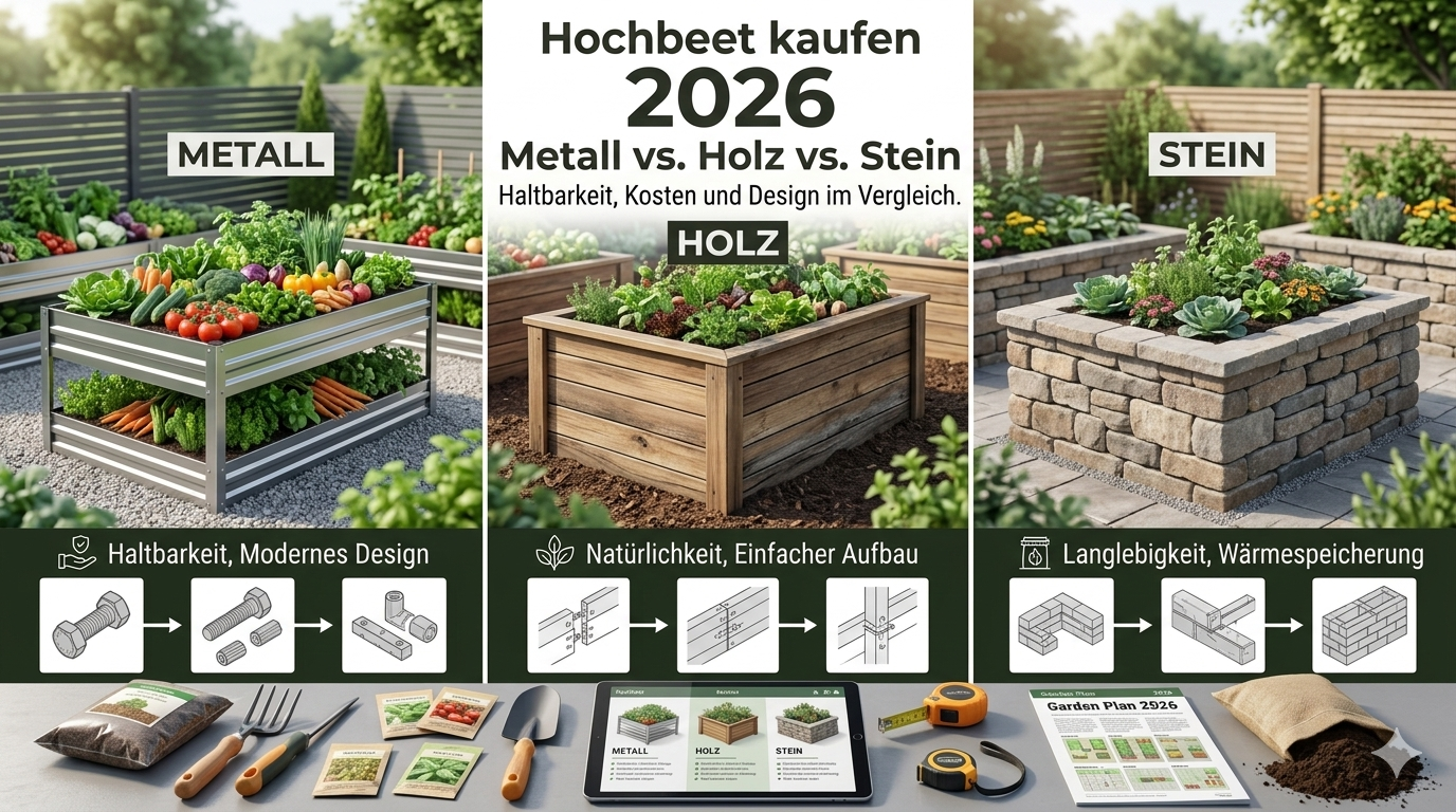 Hochbeet kaufen 2026: Metall vs. Holz vs. Stein – Was hält wirklich 20 Jahre?