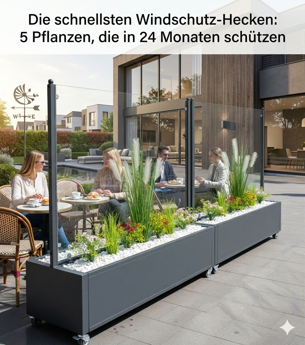 Windschutz-Hecke schnell wachsend: 5 Pflanzen, die in 24 Monaten schützen