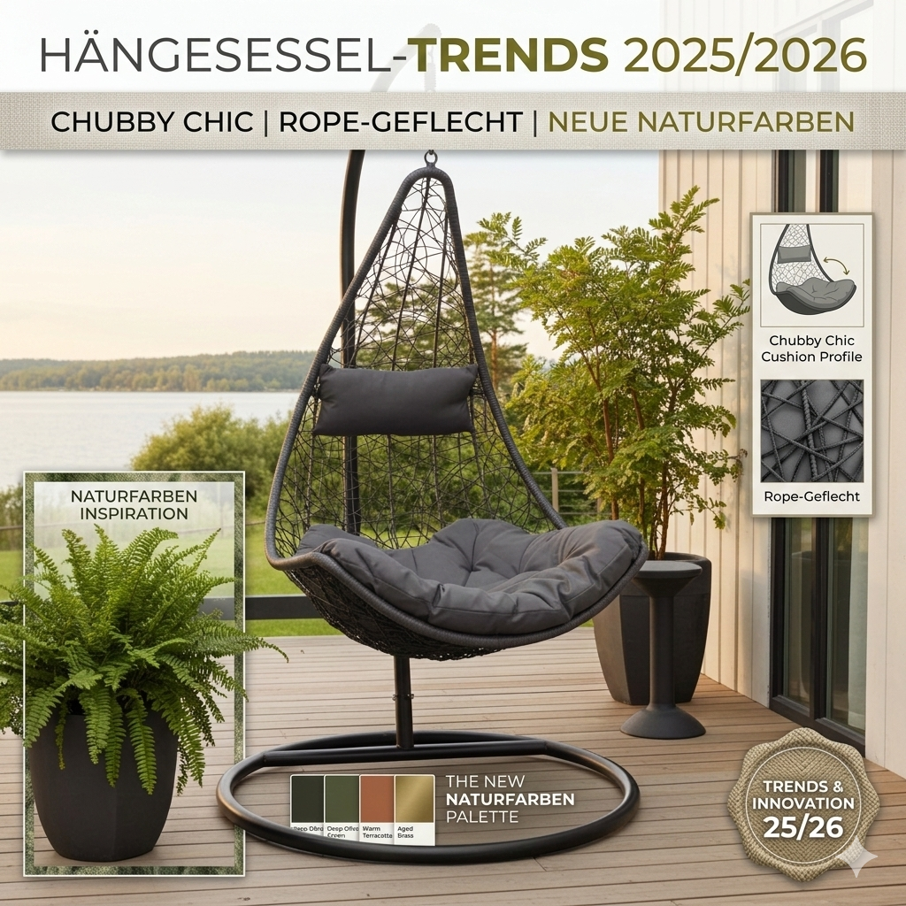 Hängesessel-Trends 2025/2026: Chubby Chic, Rope-Geflecht & Naturfarben – Die komplette Übersicht