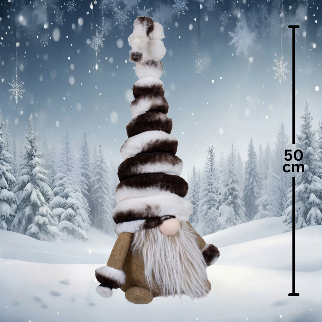 Sitting Gnome 30cm (50cm) – Fluffy Christmas gnome with giant plush hat and long beard