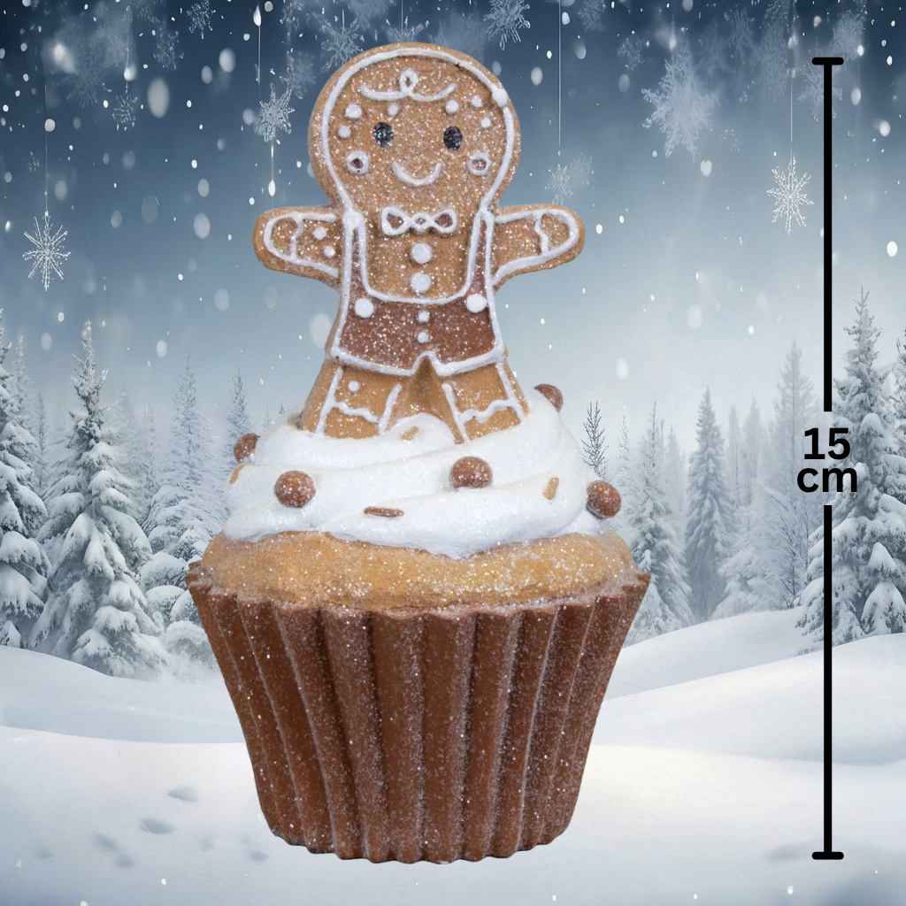 Muffin with gingerbread figure 15 cm | Christmas table decoration