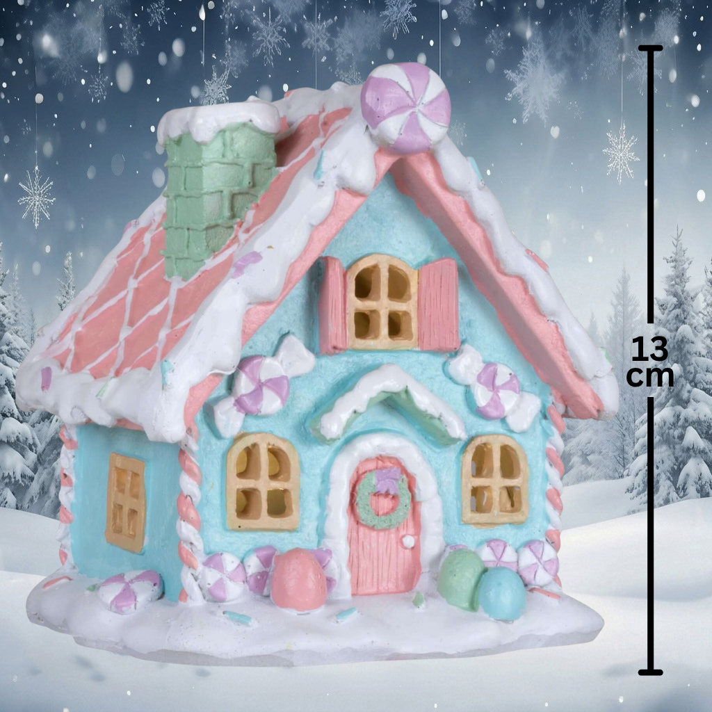 LED Lebkuchenhaus 13cm bunt