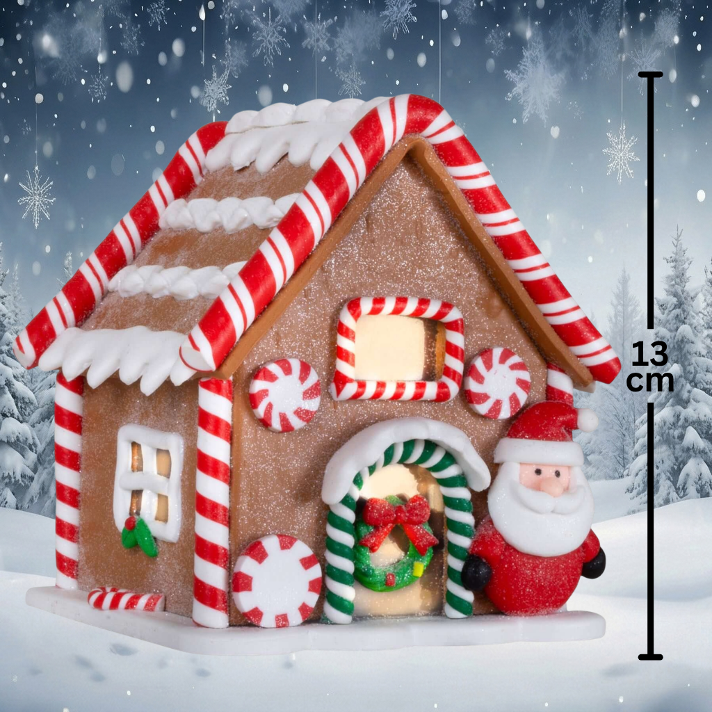 LED Lebkuchenhaus 13cm braun