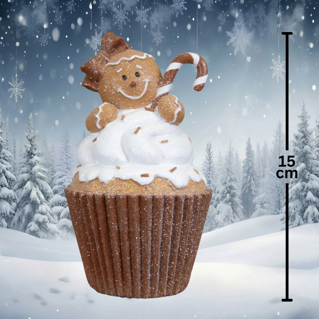 Lebkuchenfigur mit Muffin 15 cm | Weihnachtliche Tischdekoration