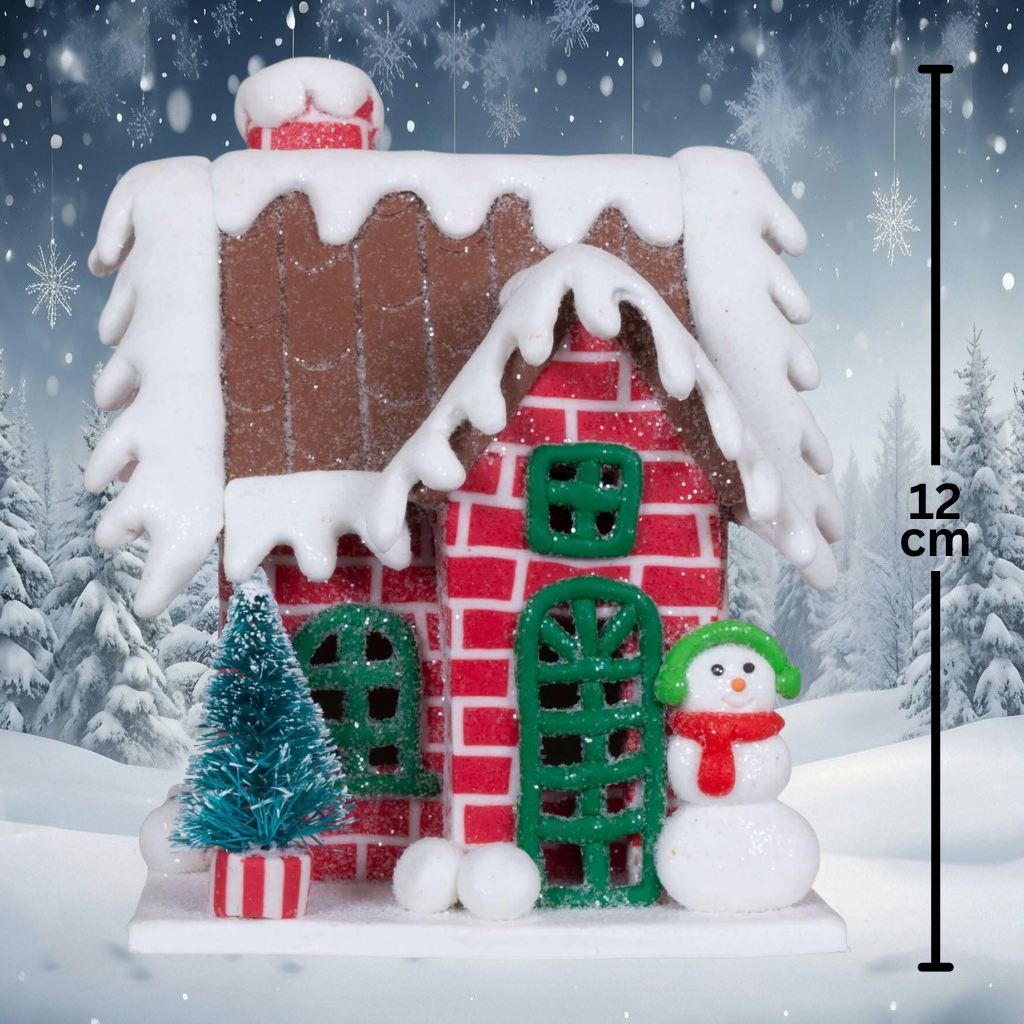 Lebkuchenhaus 12cm rot-braun