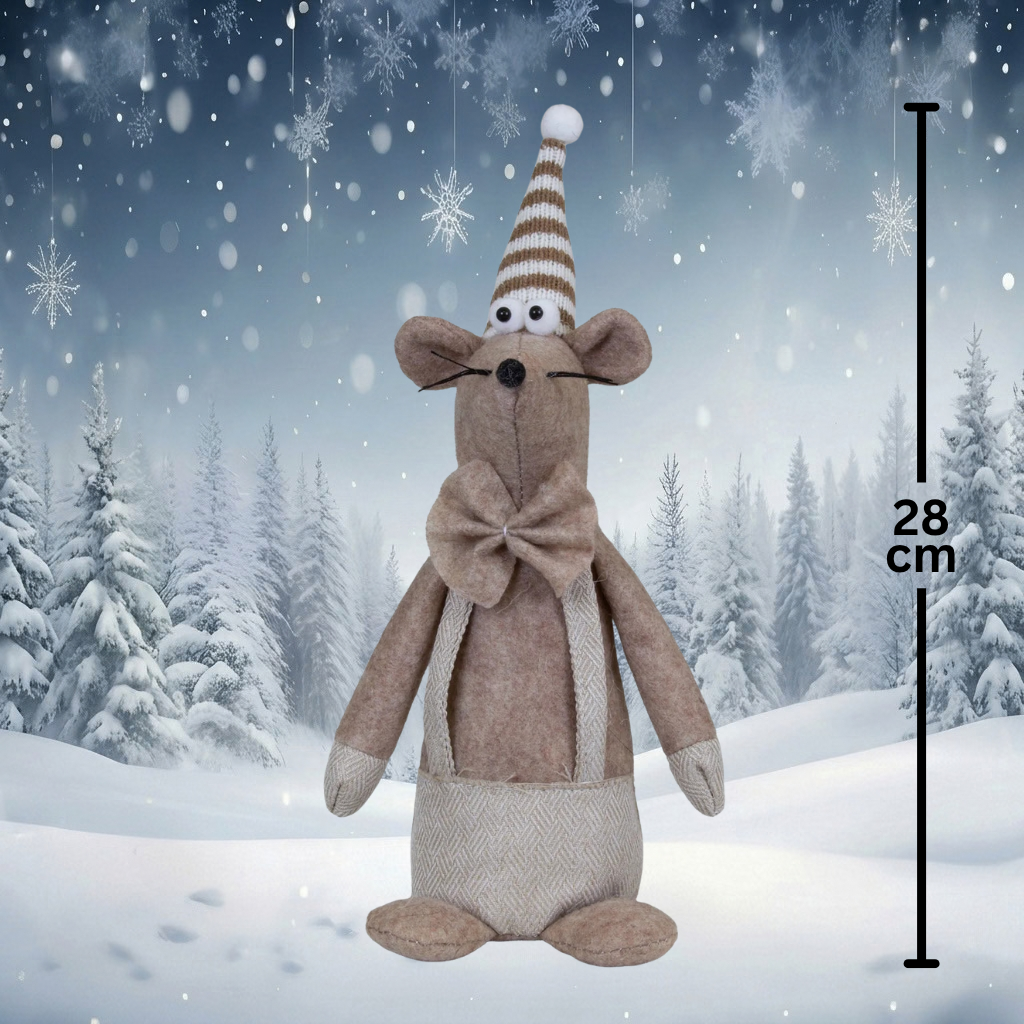 Christmas mouse with bow tie 28 cm standing | Christmas decoration