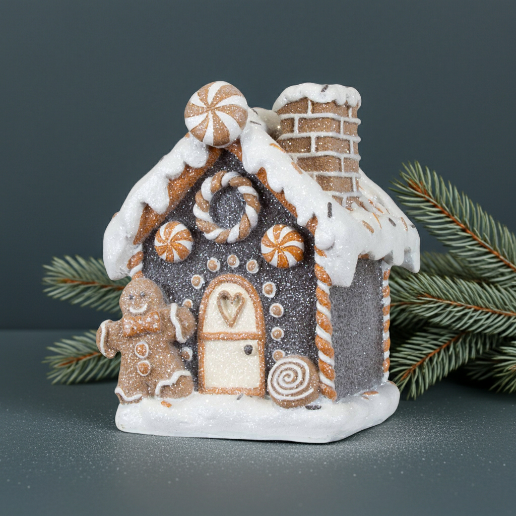 Lebkuchenhaus 12cm dunkelgrau