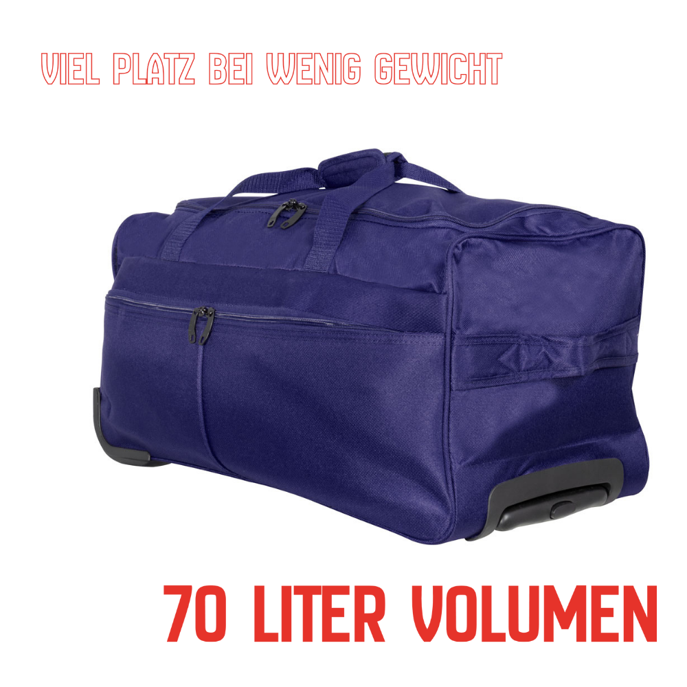 Trolleytasche mit 2 Rollen Reisetasche Weekender 70 Liter schwarz blau grün