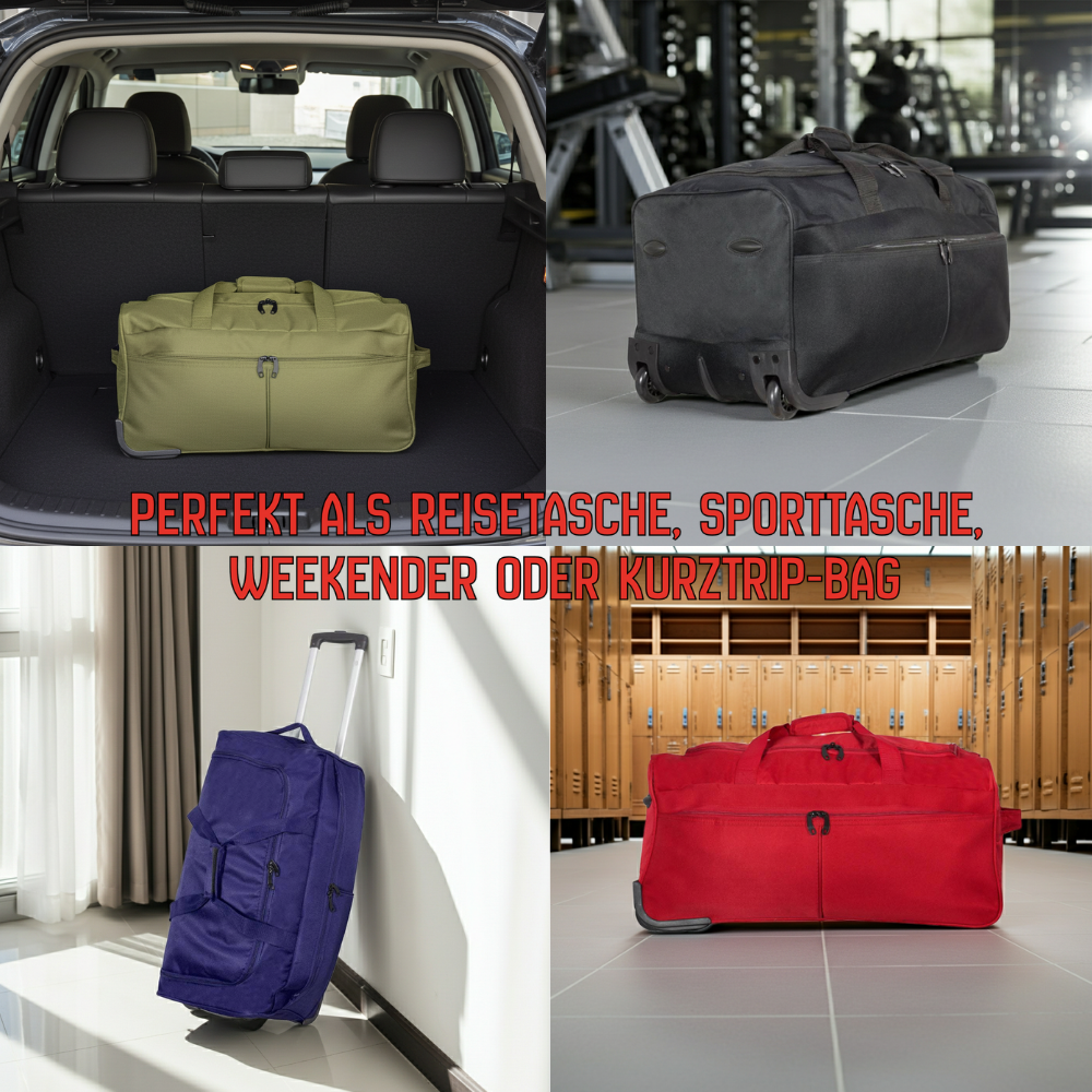 Trolleytasche mit 2 Rollen Reisetasche Weekender 70 Liter schwarz blau grün