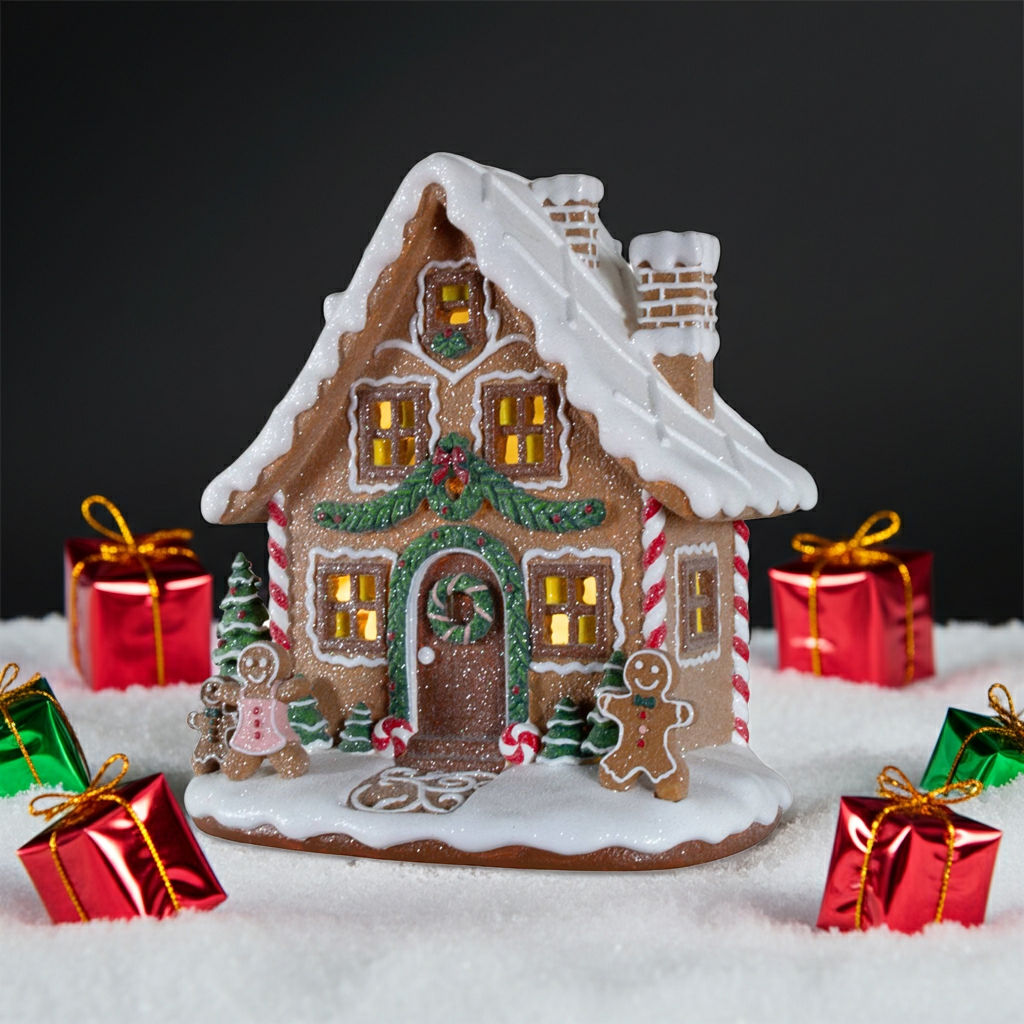 LED Lebkuchenhaus 24cm bunt