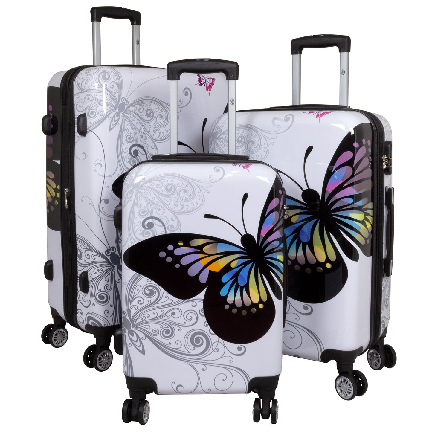 Polycarbonat Koffer- und Kofferset 3tlg Butterfly