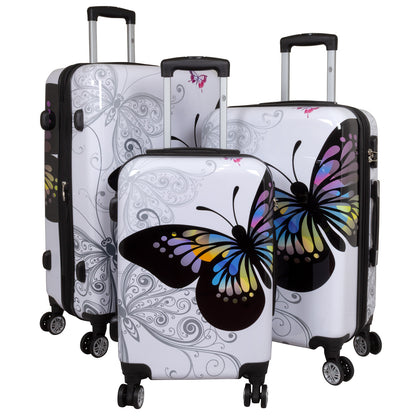 Polycarbonat Koffer- und Kofferset 3tlg Butterfly