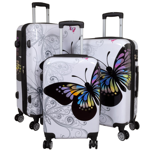 Polycarbonat Koffer- und Kofferset 3tlg Butterfly