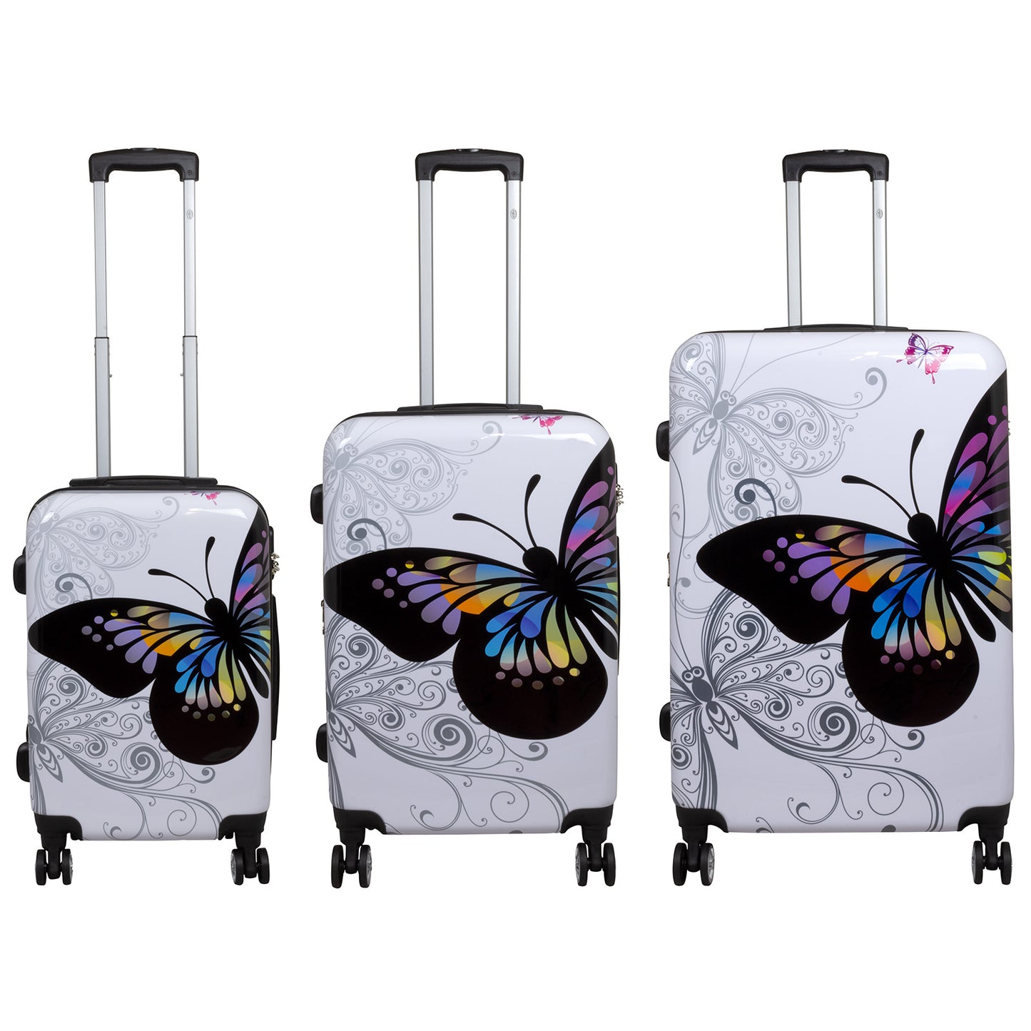 Polycarbonat Koffer- und Kofferset 3tlg Butterfly