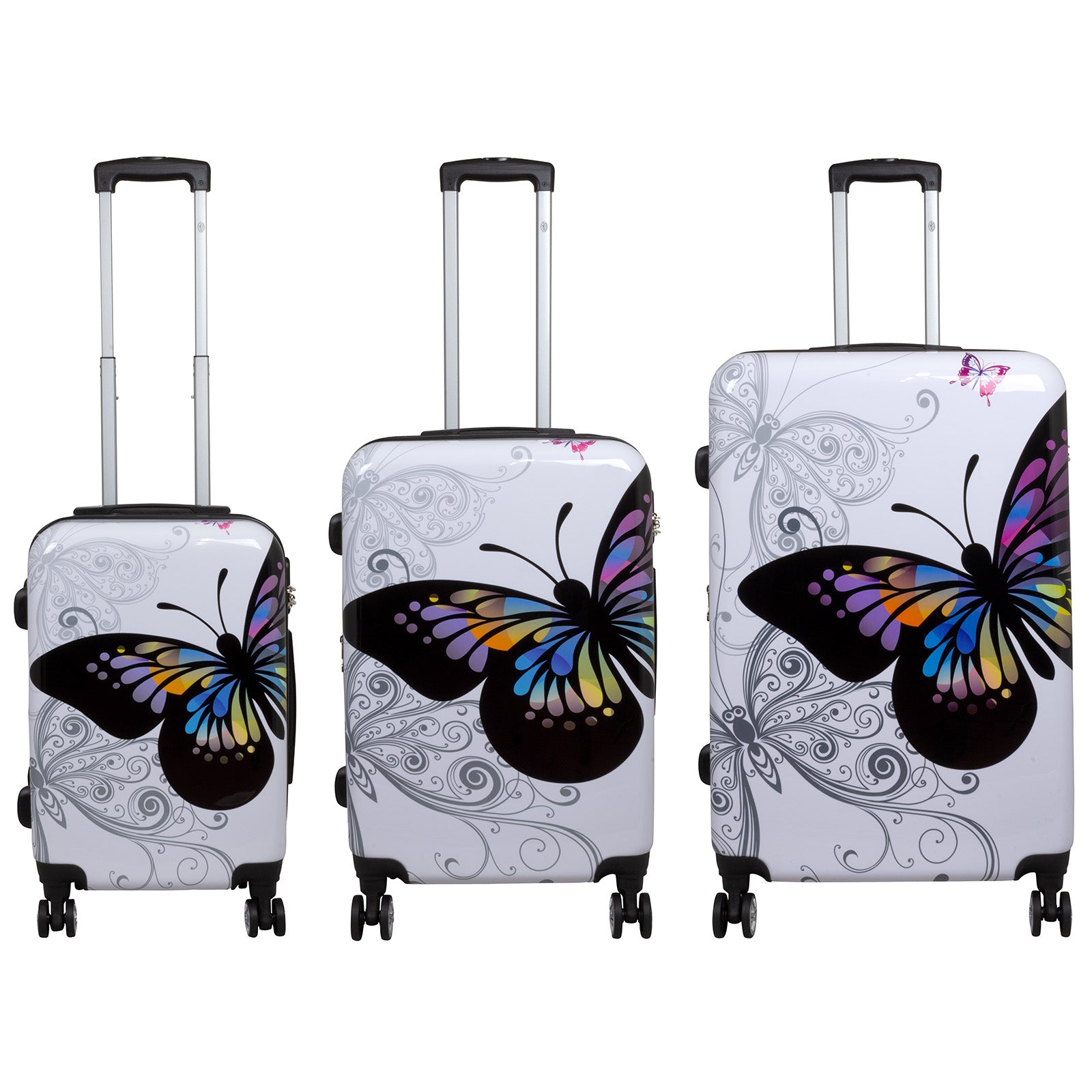 Polycarbonat Koffer- und Kofferset 3tlg Butterfly