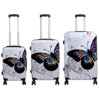 Polycarbonat Koffer- und Kofferset 3tlg Butterfly