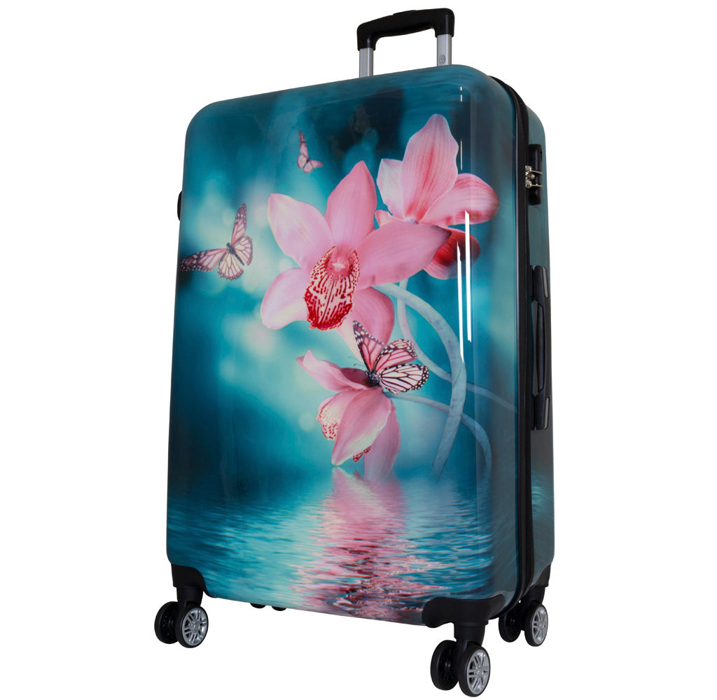 Motivkoffer und Kofferset 3tlg Orchidee