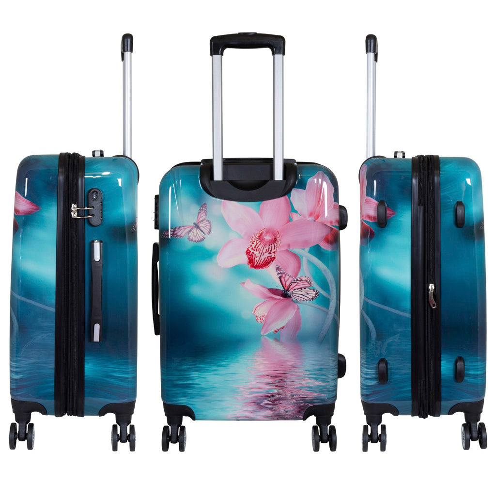 Motivkoffer und Kofferset 3tlg Orchidee