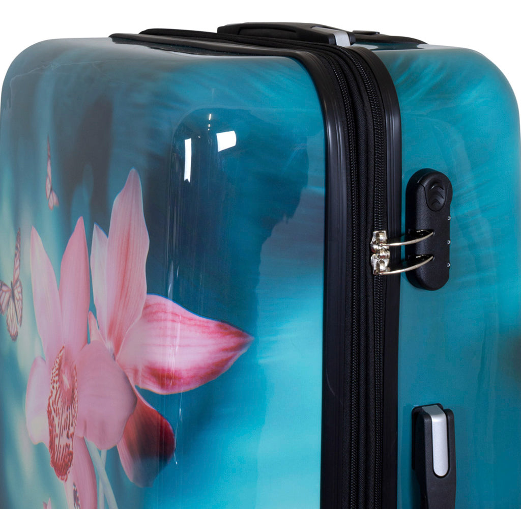 Motivkoffer und Kofferset 3tlg Orchidee